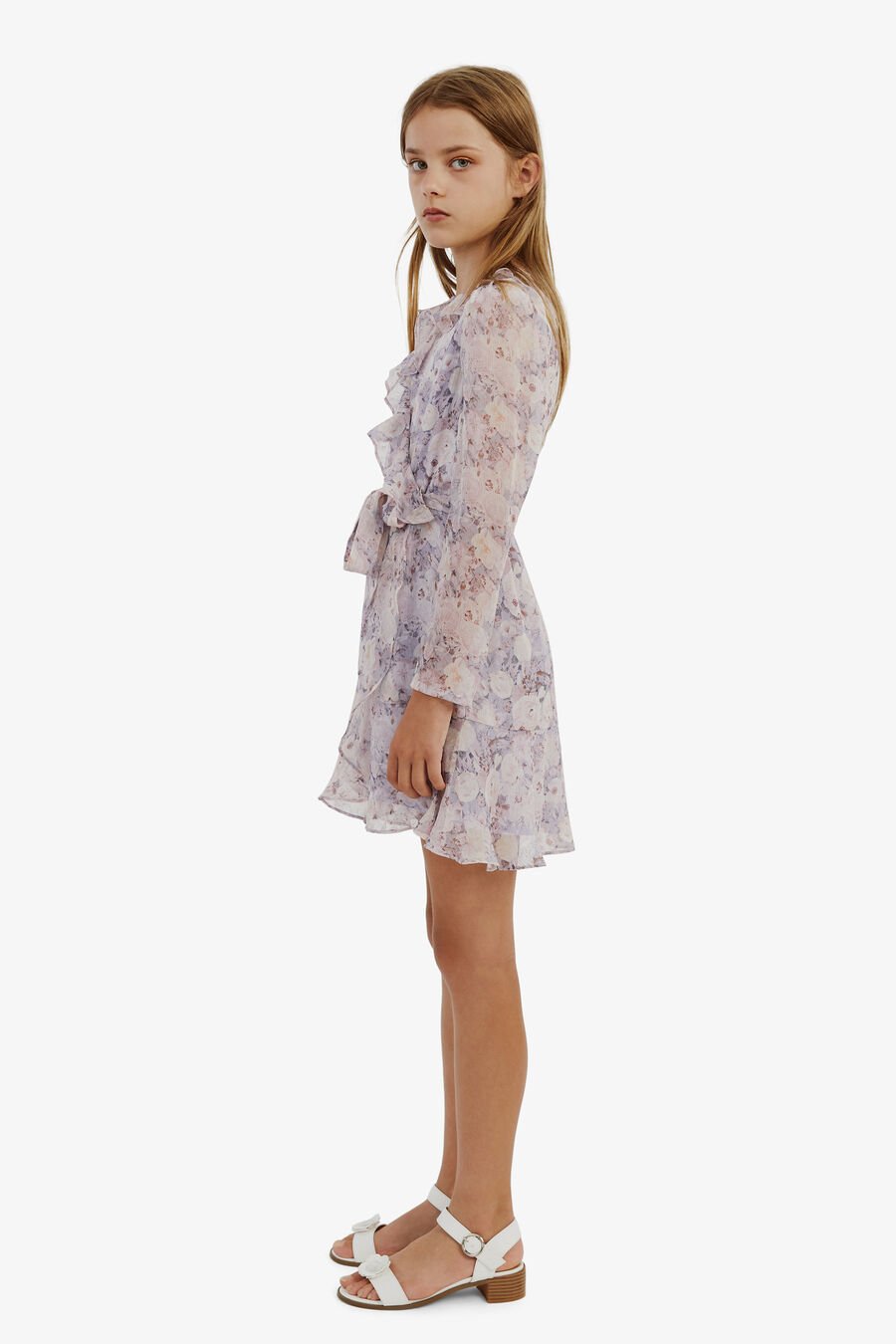 FLORAL WRAP DRESS in colour LILAC FLORAL