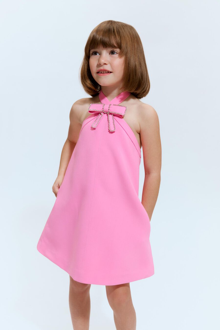 TIFFANY DIAMANTE MINI DRESS in colour Pink