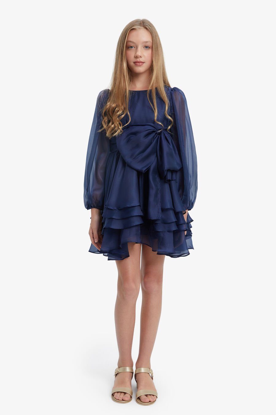ENYA ORGANZA MINI DRESS in colour NAVY