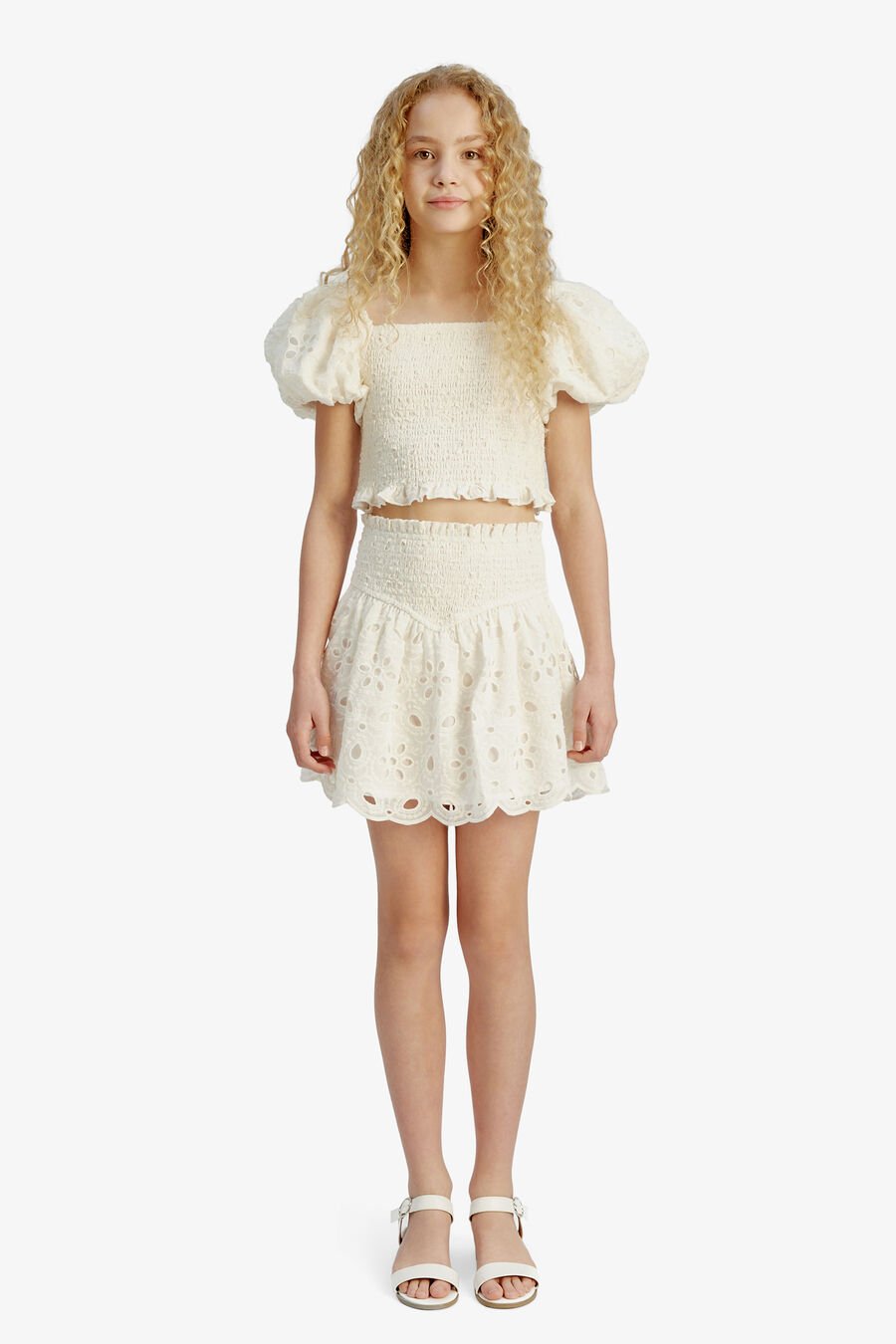 ASHLYN BRODERIE SKIRT in colour WHITE