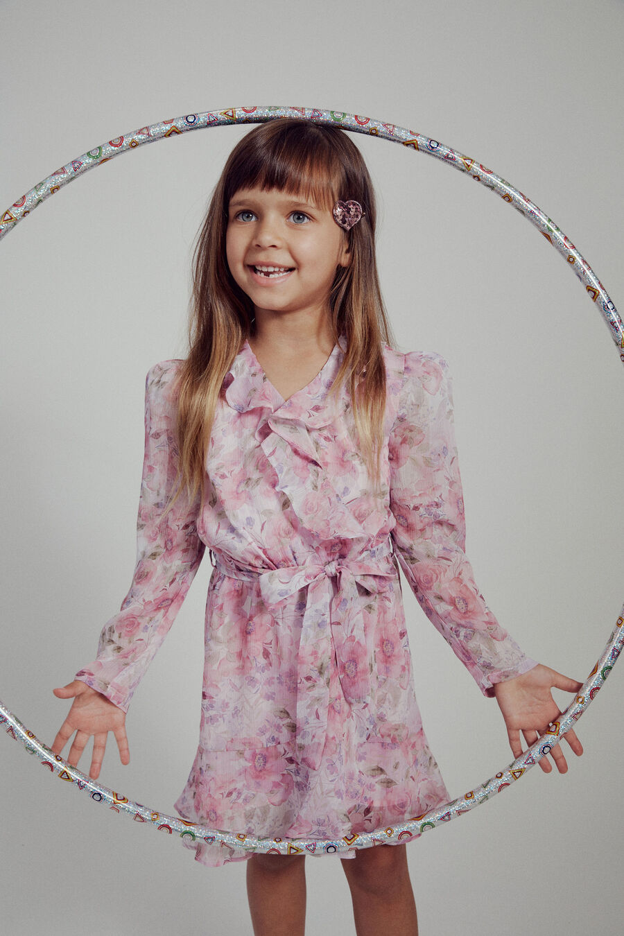 FLORAL WRAP DRESS in colour PINK BLOOM