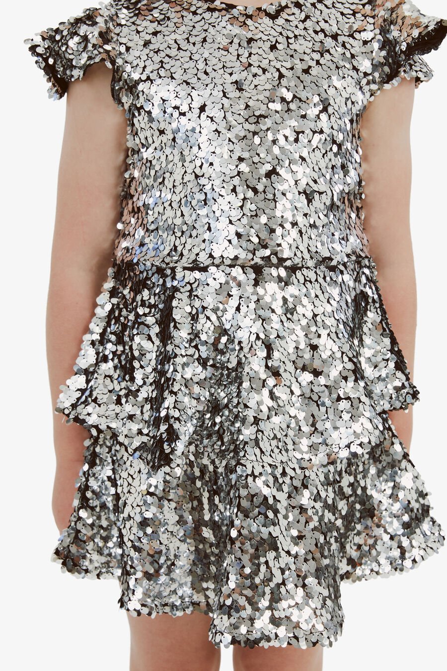 MINDIE SEQUIN DRESS in colour SILVER