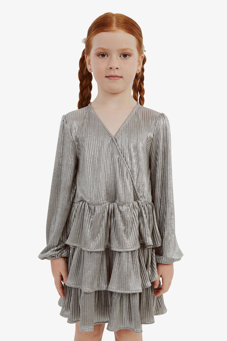 RADIANCE METALLIC MINI DRESS in colour SILVER