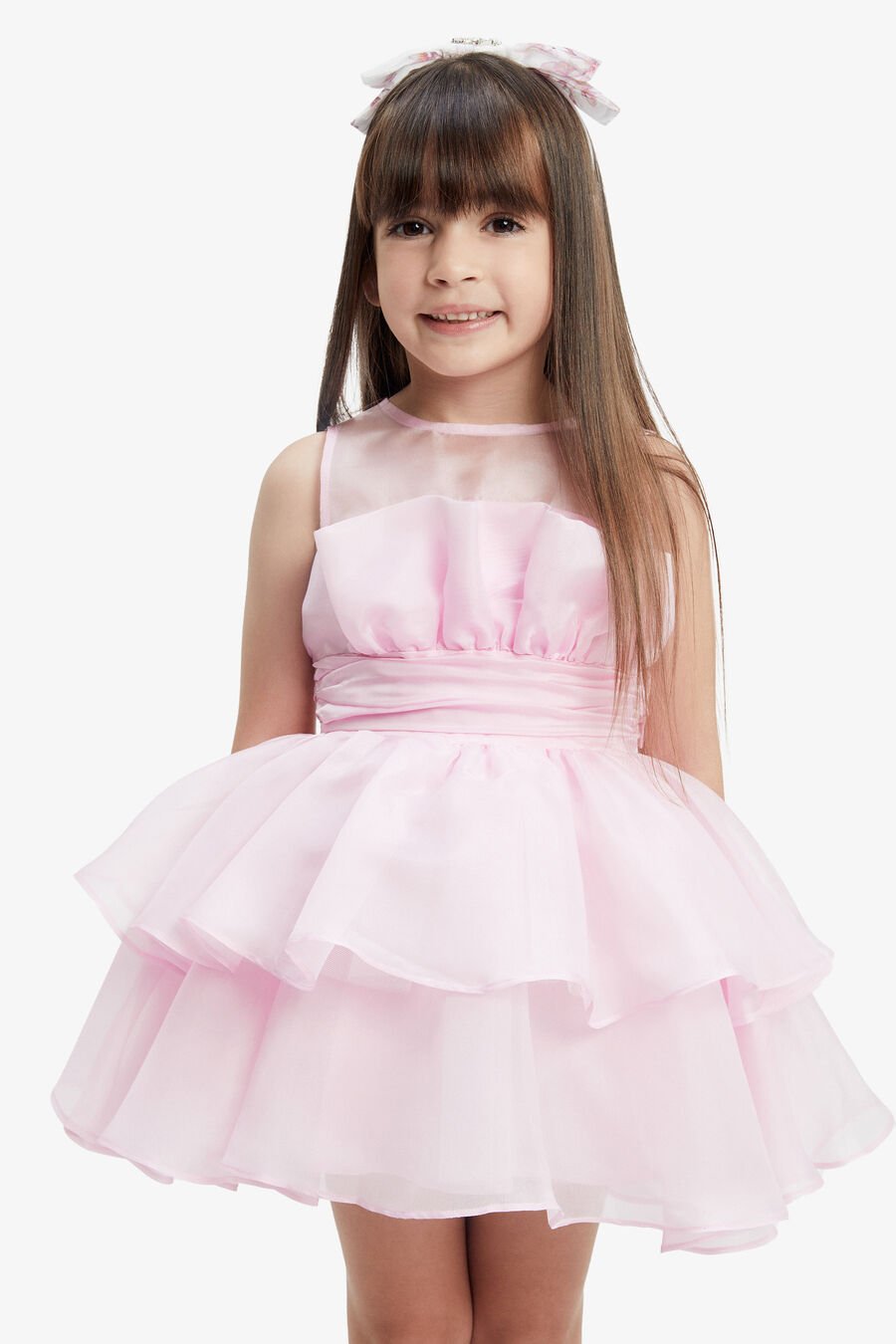 FALLON ORGANZA MINI DRESS in colour LILI PINK