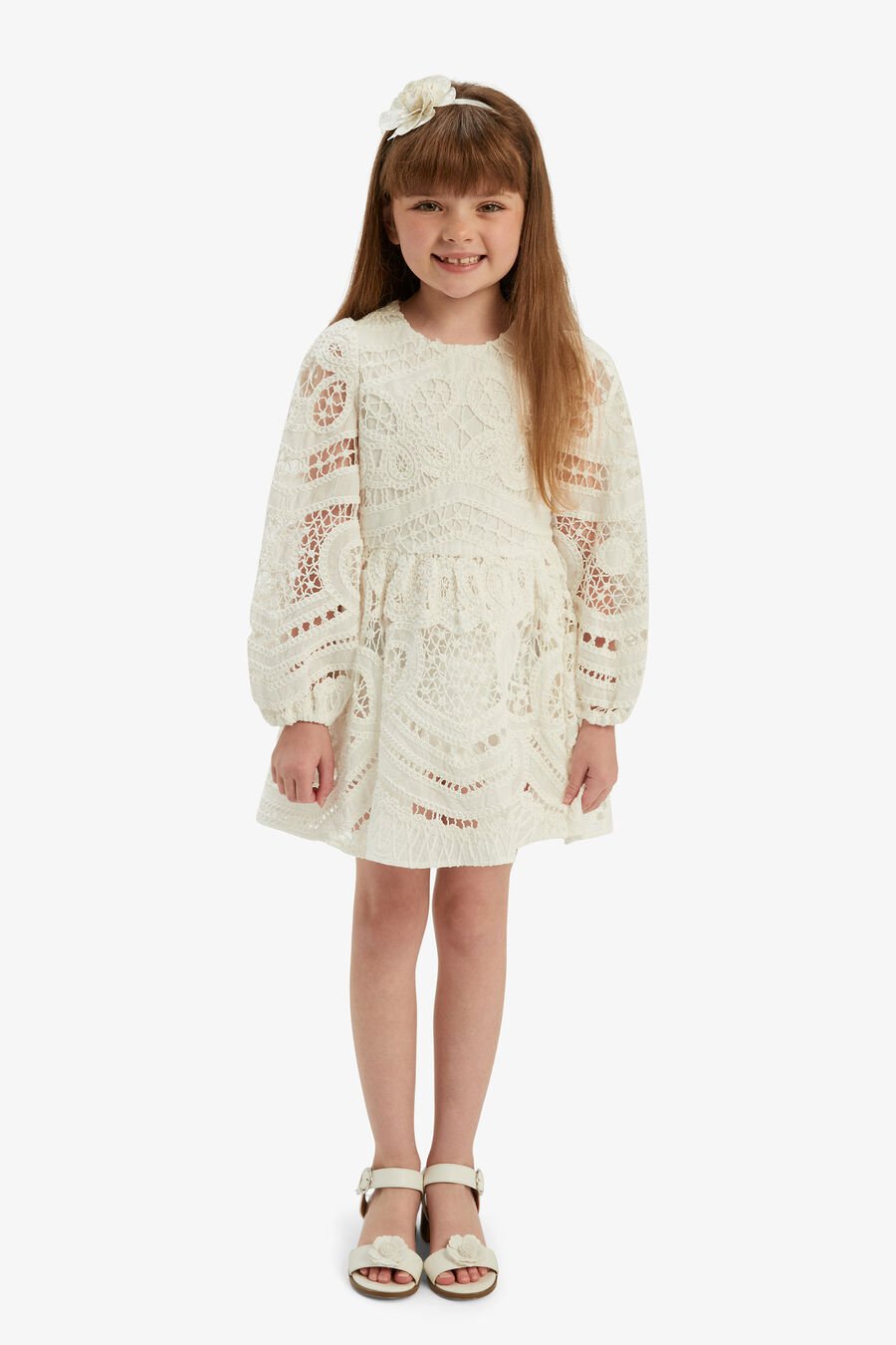 MARGOT CROCHET LACE DRESS in colour ORCHIDWHT