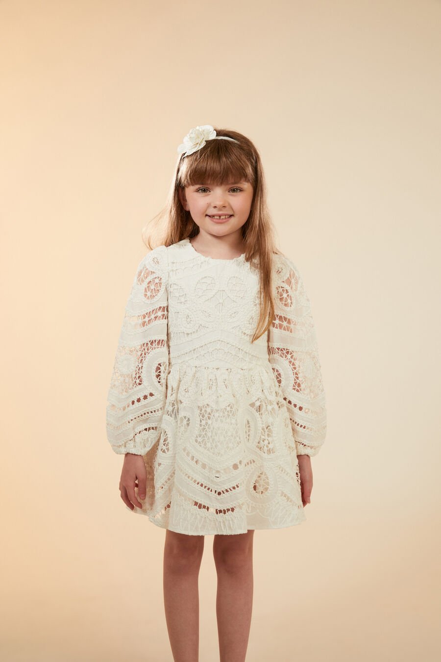 MARGOT CROCHET LACE DRESS in colour ORCHIDWHT