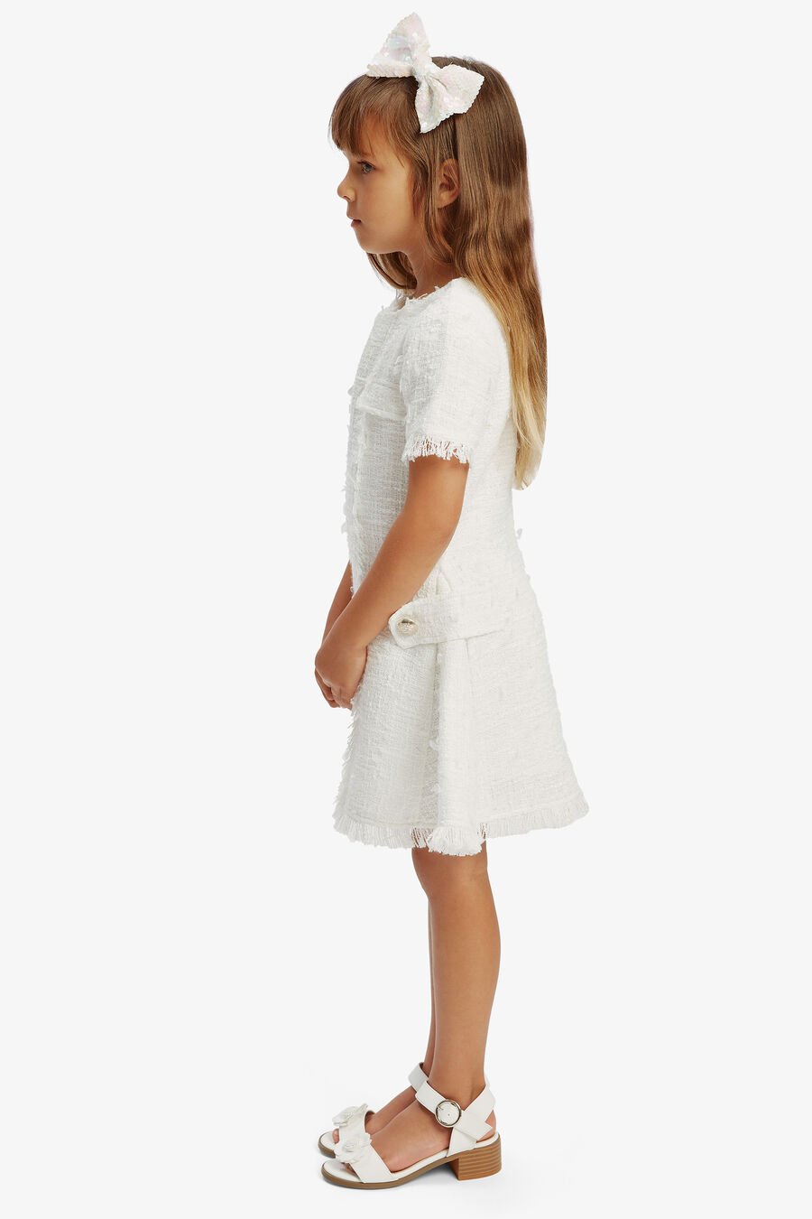 SUTTON BOUCLE DRESS in colour WHITE