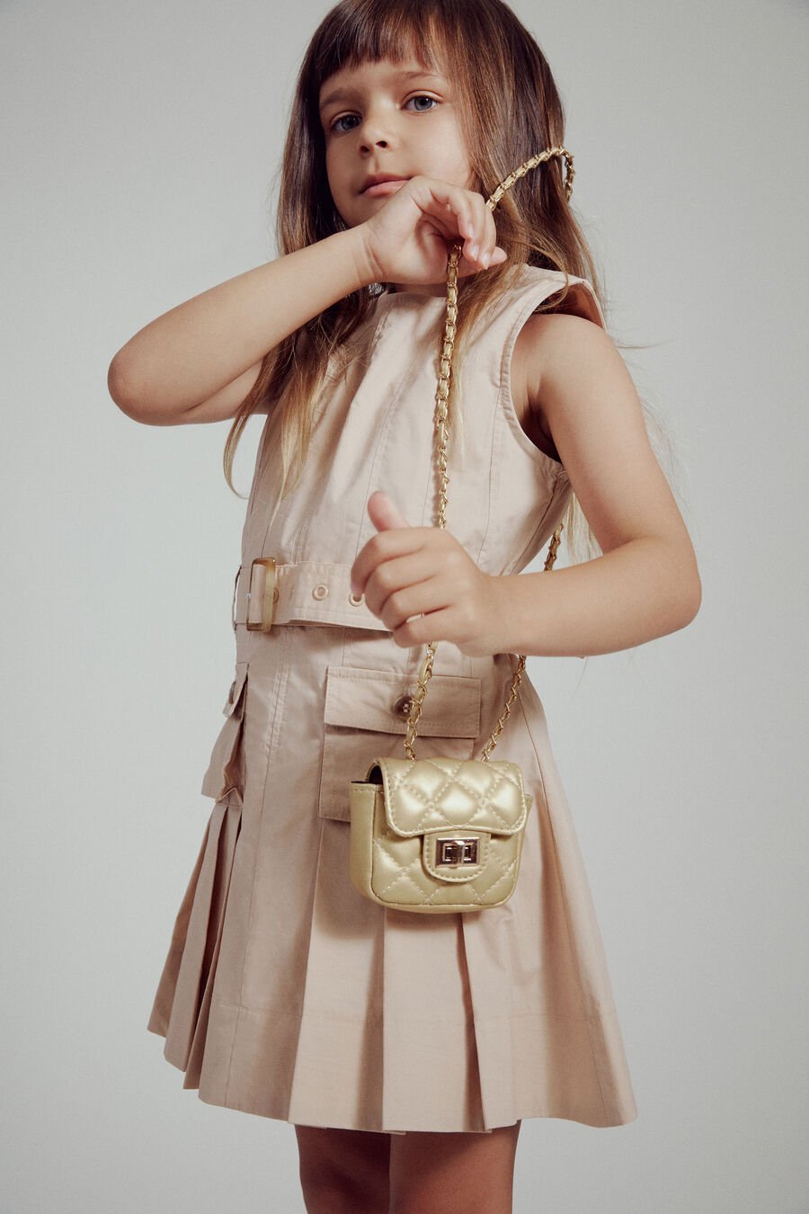 GREER POPLIN DRESS in colour TAN