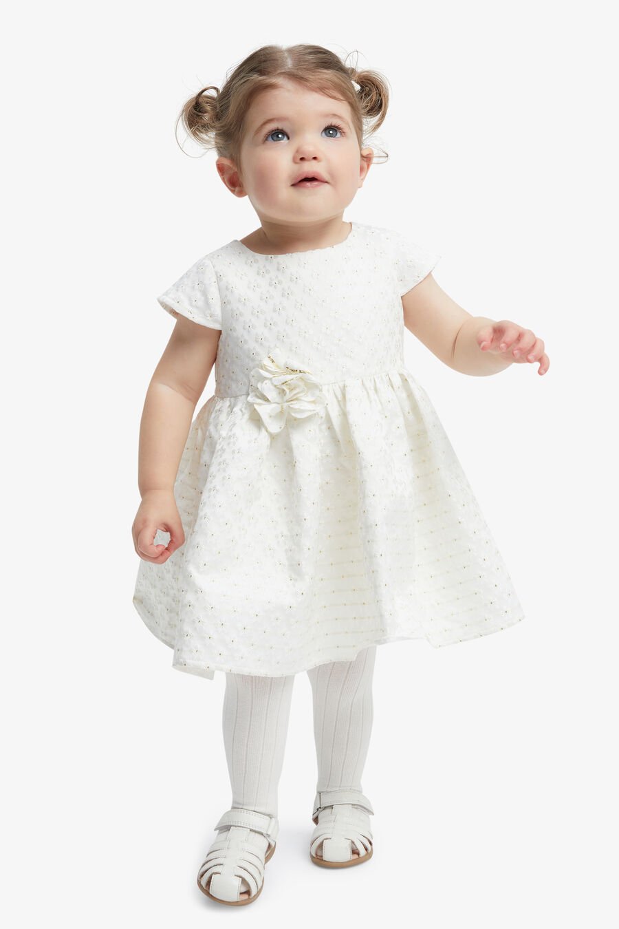 AMELIA FLOWER DRESS in colour GOLD IVORY