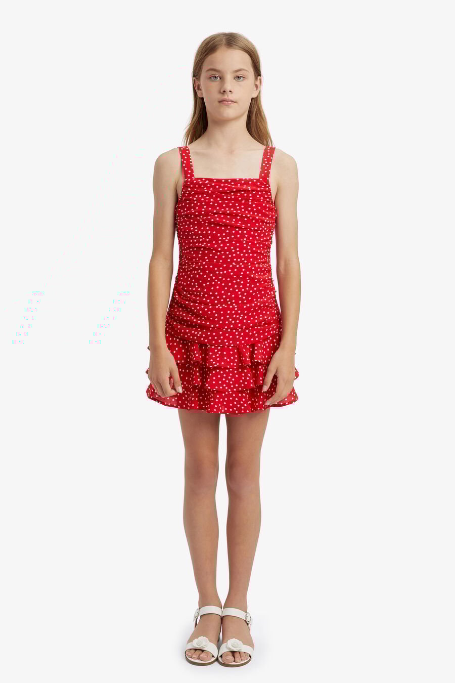LIA SPOT DRESS in colour RED SPOT