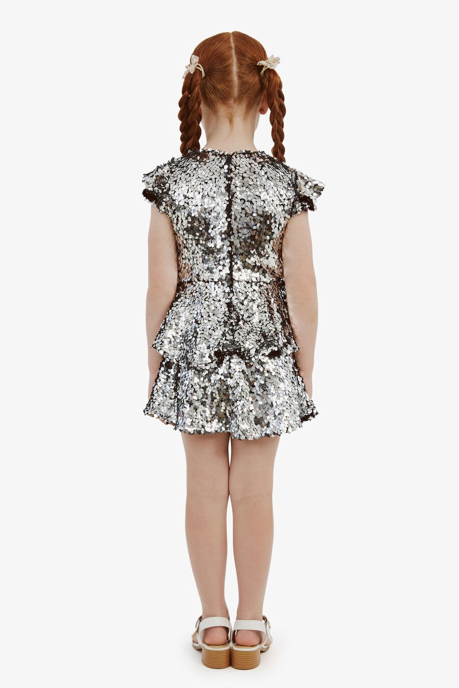 MINDIE SEQUIN DRESS in colour SILVER