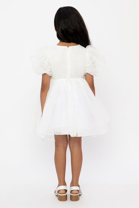 GIRLS JULIET ORGANZA MINI DRESS in colour BRIGHT WHITE