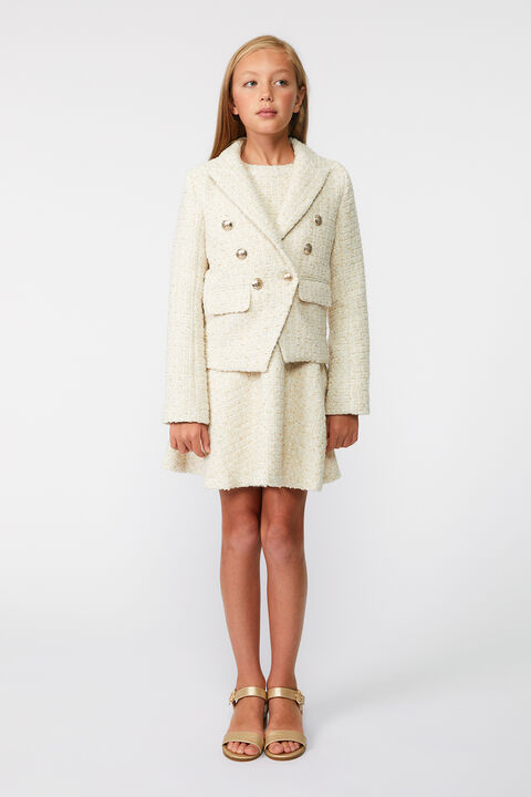 GIRLS ROMA BOUCLE BLAZER in colour PEARLED IVORY