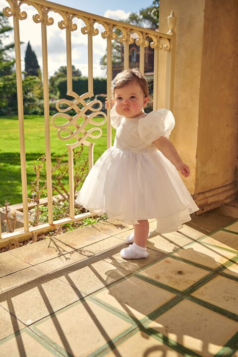BABY GIRL JULIET ORGANZA MINI DRESS in colour BRIGHT WHITE