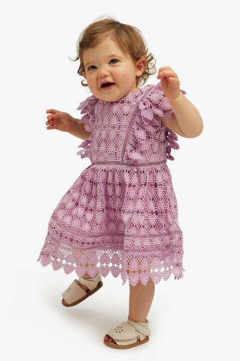 baby girl heart lace dress in colour PETAL PINK