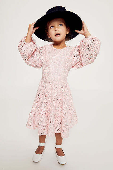 GIRLS ELLA LACE DRESS in colour SOFT PINK