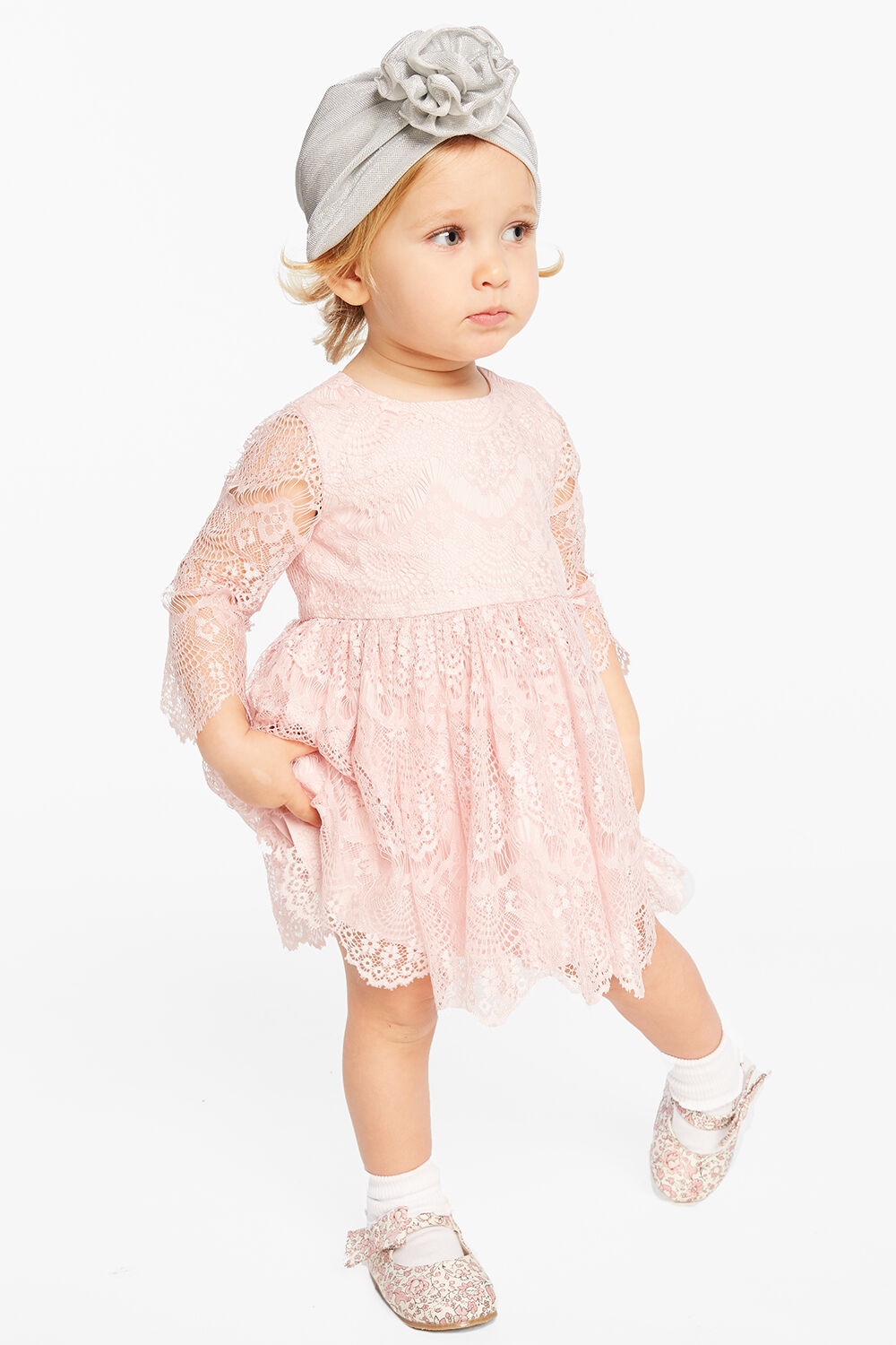 BABY GIRL GERTRUDE LACE DRESS in colour POTPOURRI