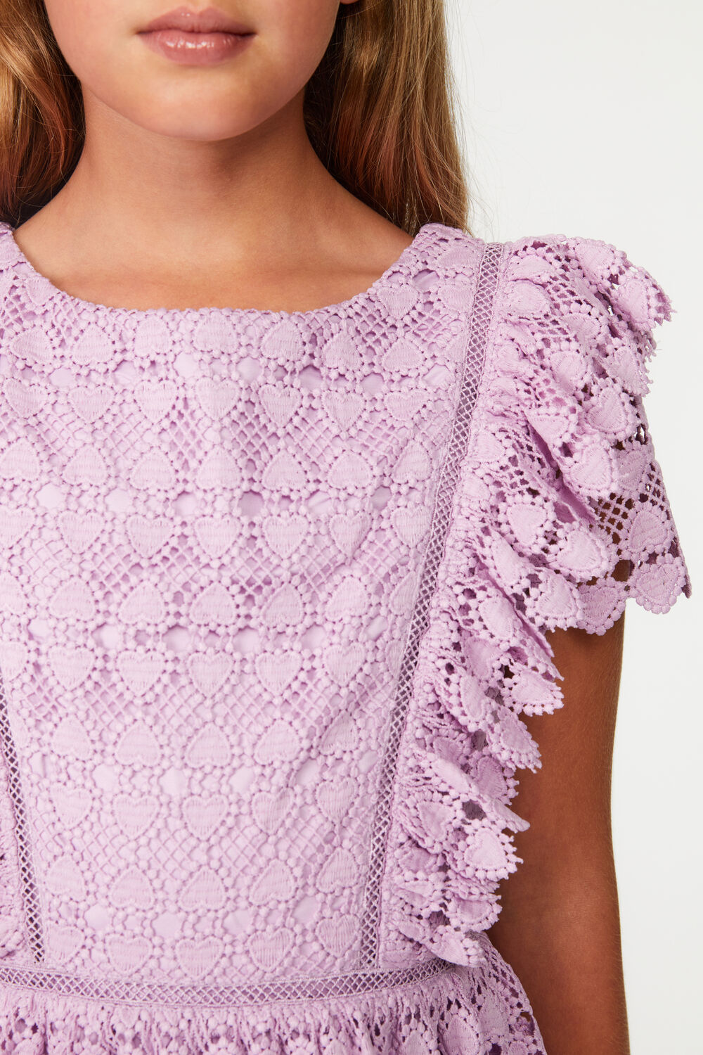 Girls HEART LACE DRESS in colour PETAL PINK