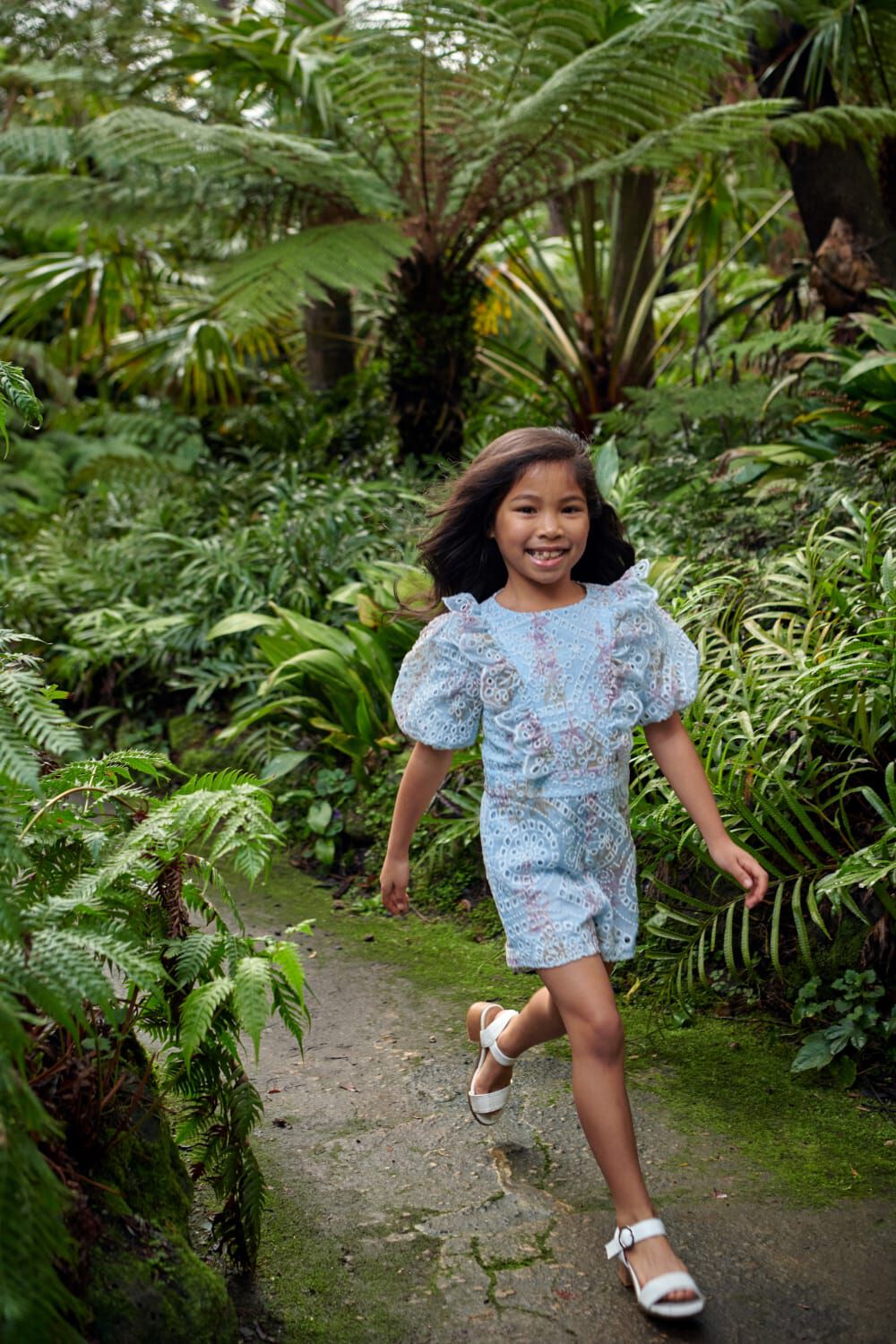GIRLS IRIS FLORAL PLATSUIT in colour CAVIAR