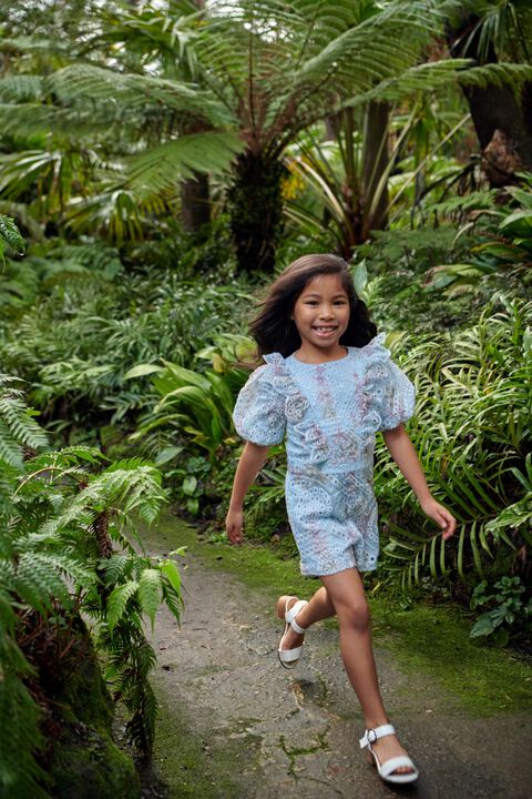 GIRLS IRIS FLORAL PLATSUIT in colour CAVIAR