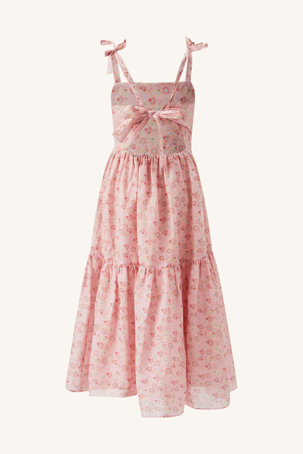 GIRLS TIERED FLORAL MAXI DRESS in colour PEACH WHIP