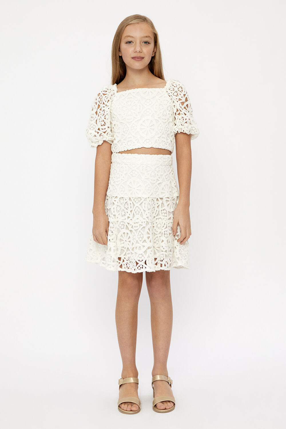 AMELIA CROCHET TOP in colour CLOUD DANCER