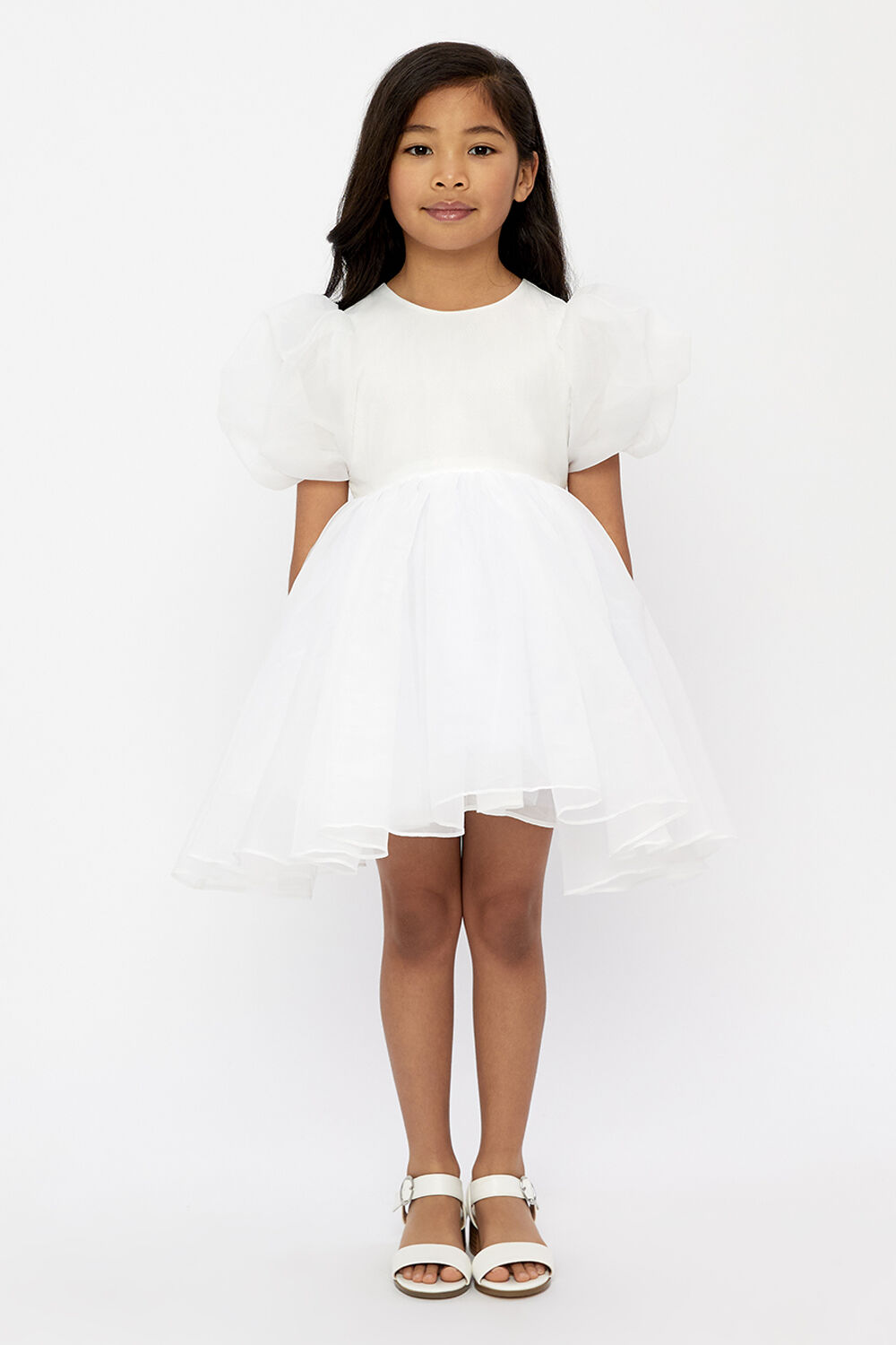 GIRLS JULIET ORGANZA MINI DRESS in colour BRIGHT WHITE