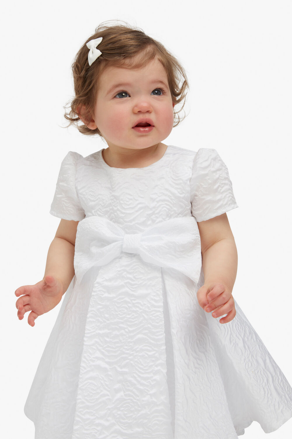 BABY GIRL isla bow dress in colour BRIGHT WHITE