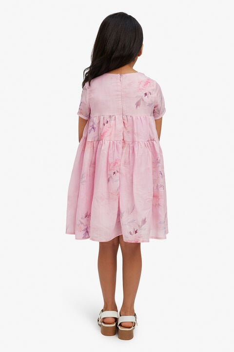 GIRLS ella floral tiered dress in colour PEACH WHIP