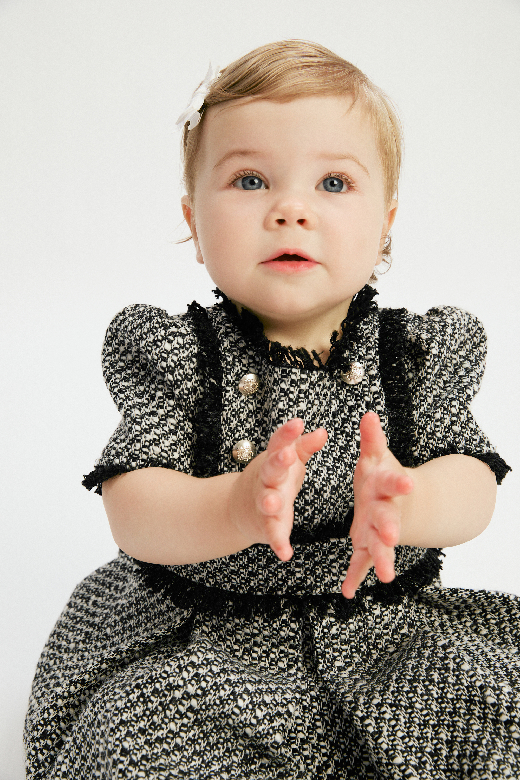 Bardot Junior Baby Delfina Boucle Dress In Black/wht