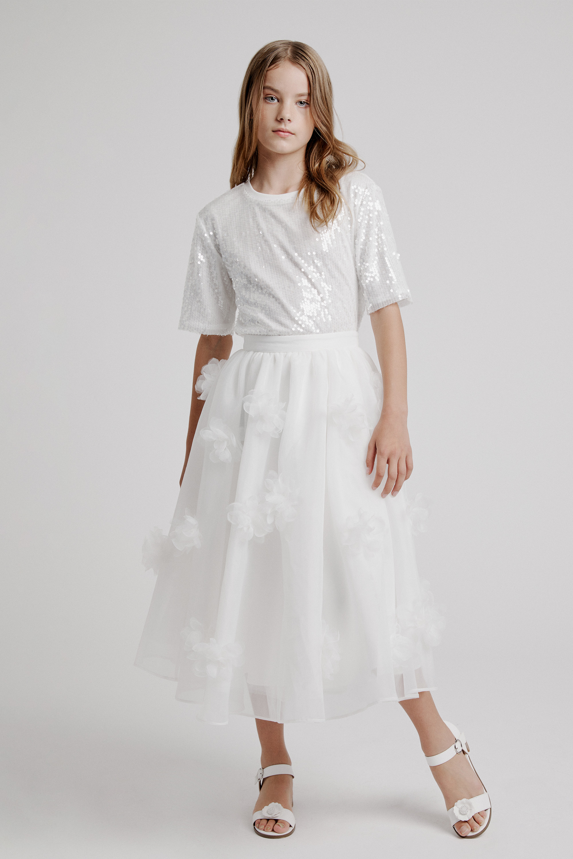 Shop Bardot Junior Girls Stella Sequin Tee In Arctic Ice
