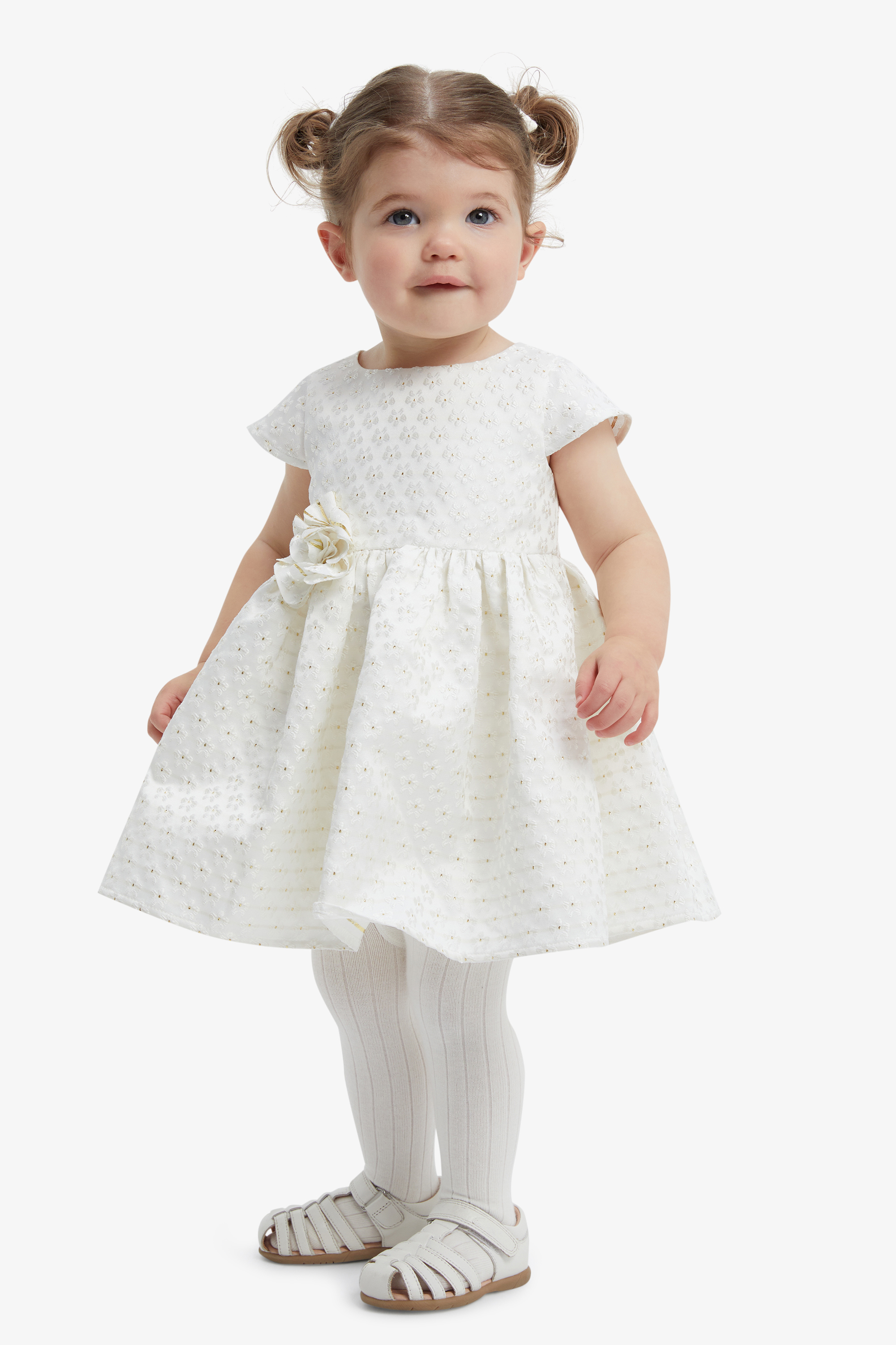 Shop Bardot Junior Baby Girl Amelia Flower Dress In Gold Ivory