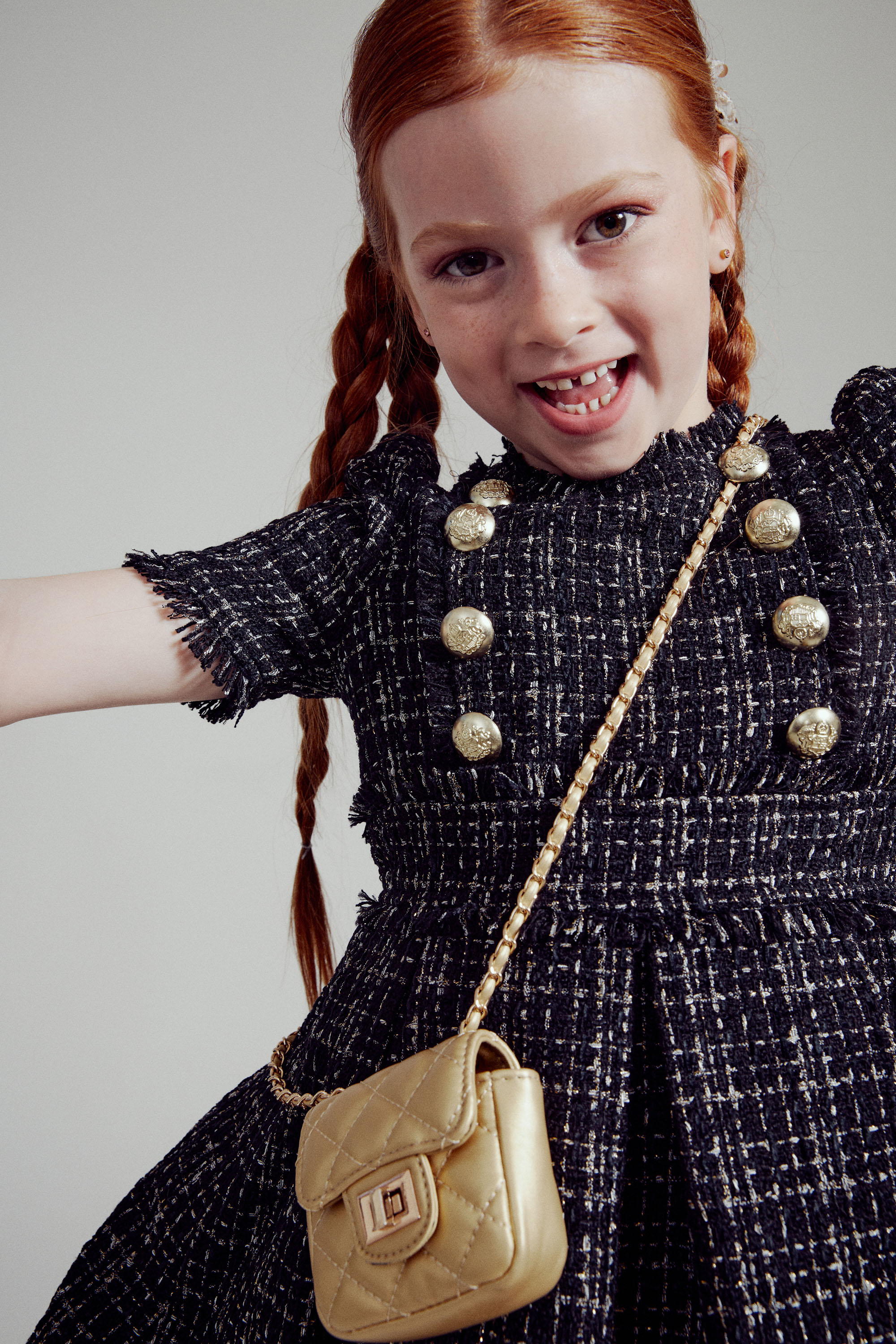 Shop Bardot Junior Girls Brielle Boucle Dress In Blck Sprkl