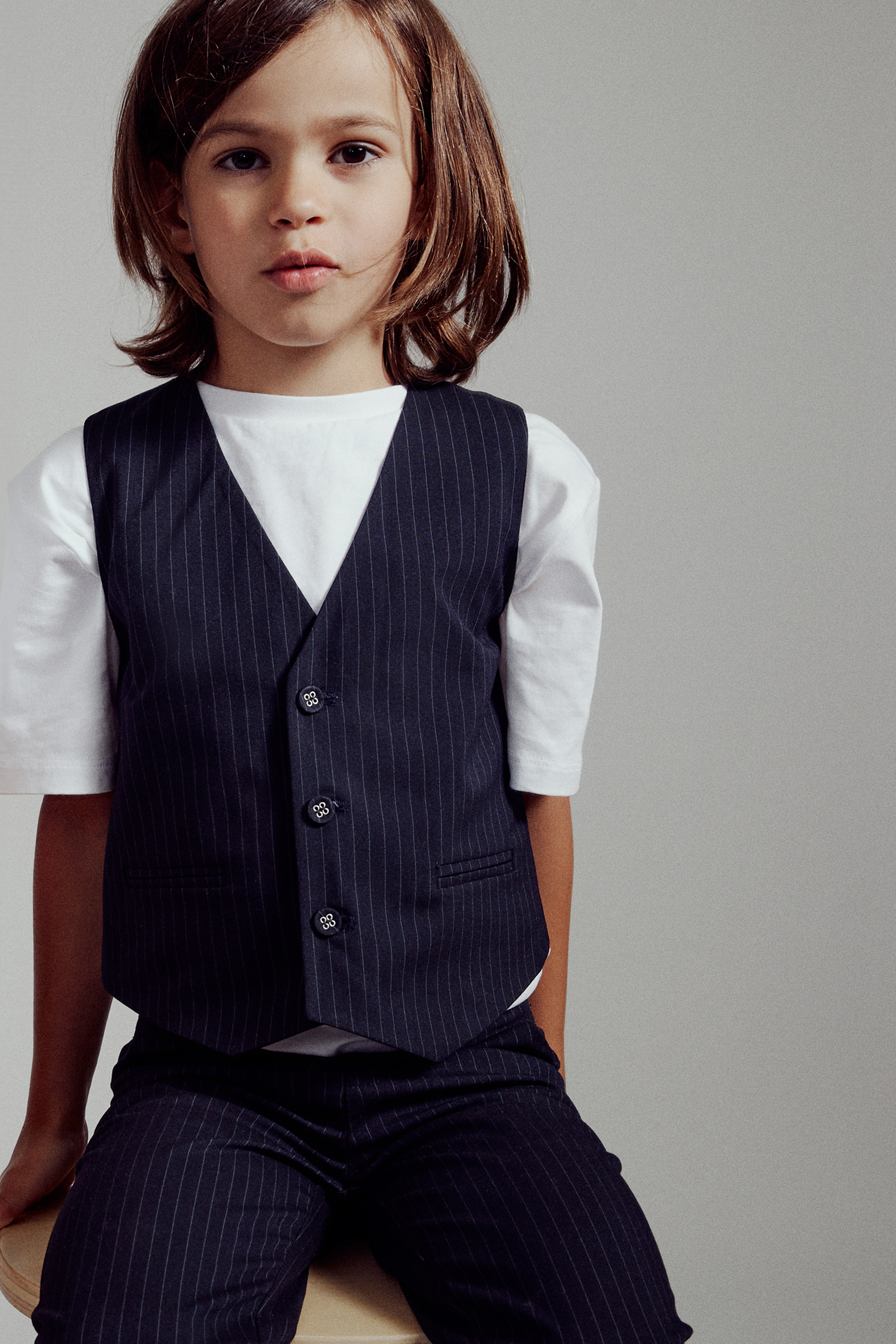 Shop Bardot Junior Boys Charles Pin Stripe Vest In Navy Pinst