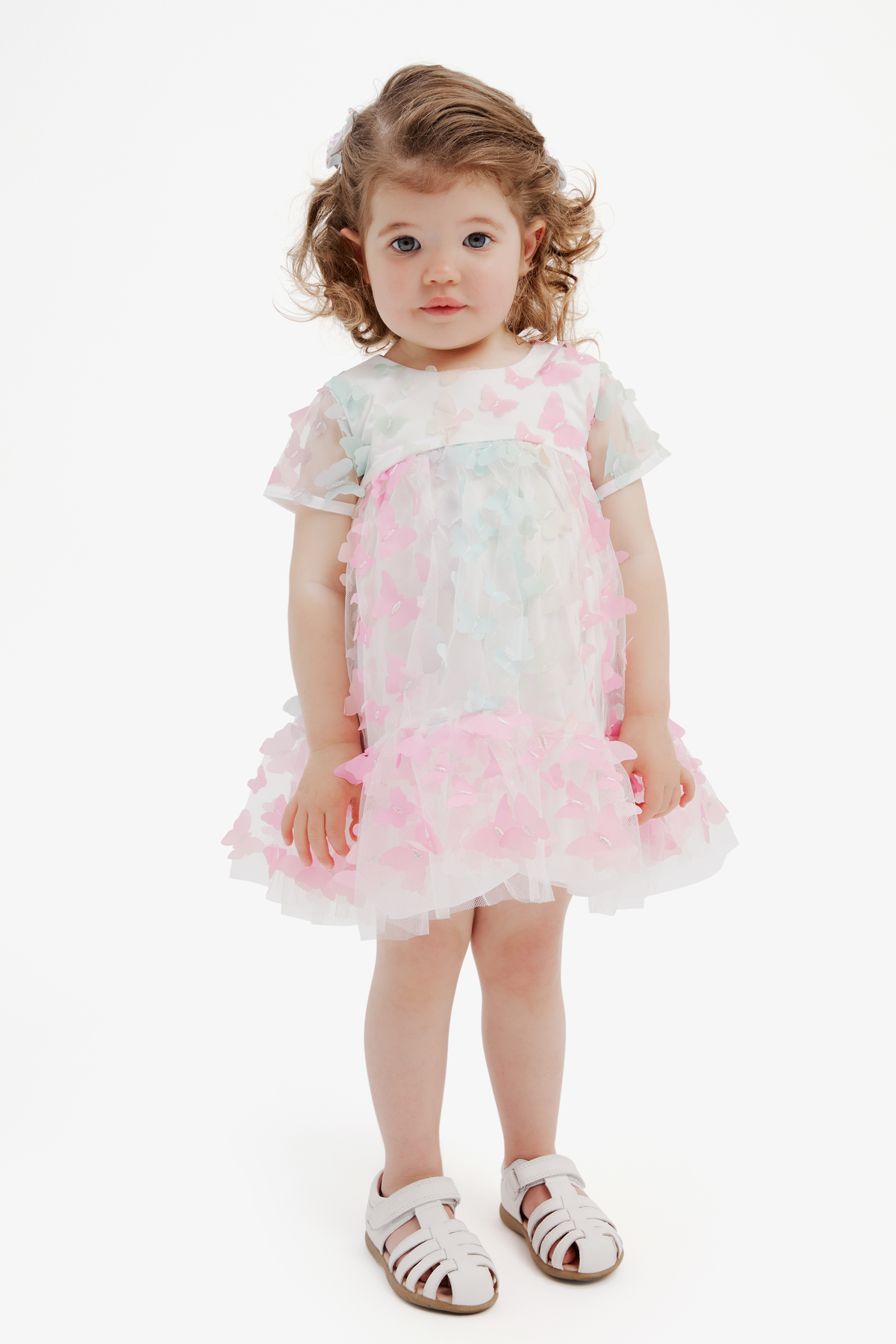 Shop Bardot Junior Baby Girl Butterfly Tiered Dress In Rainbow