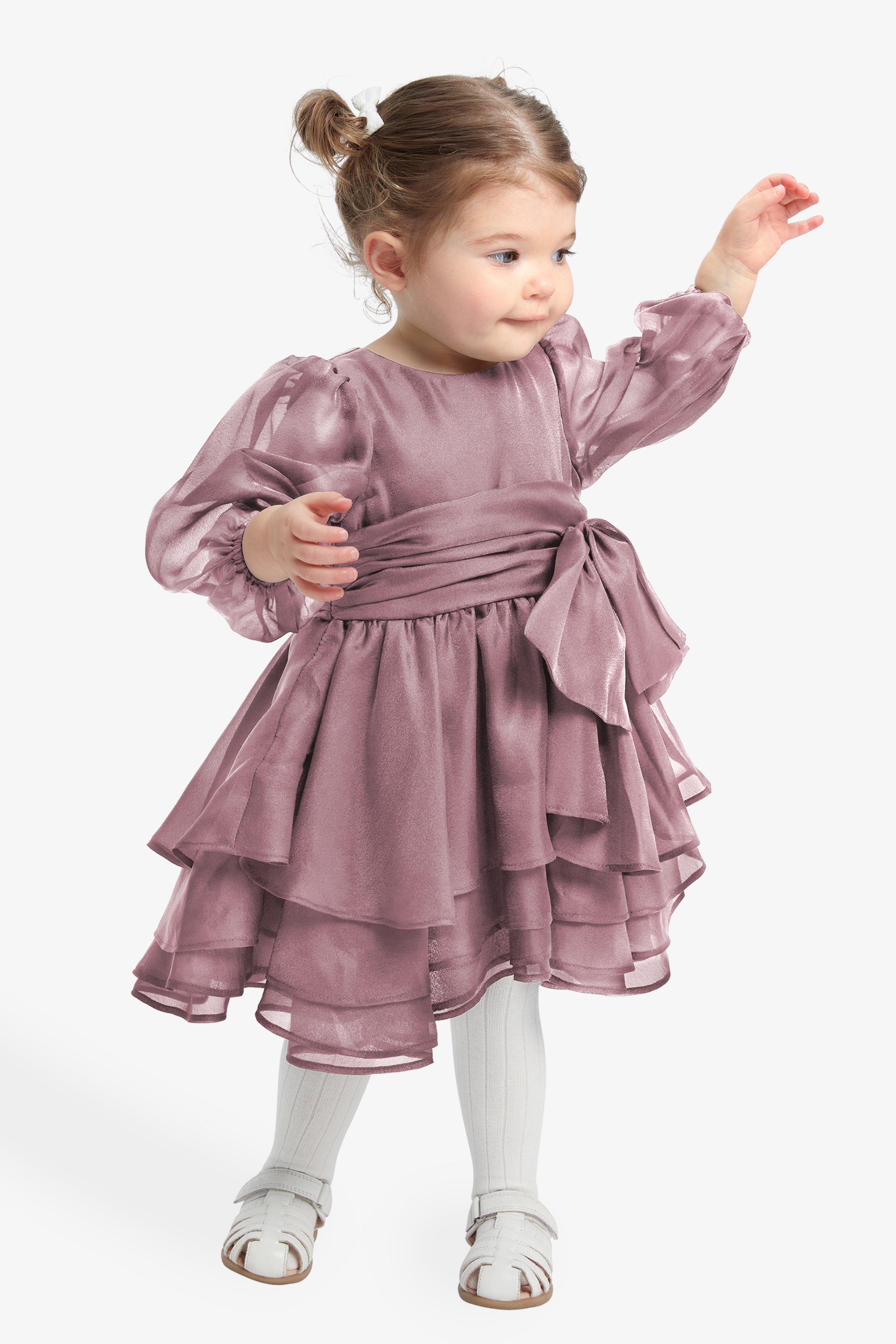 Shop Bardot Junior Baby Girl Enya Organza Mini Dress In Dusty Rose