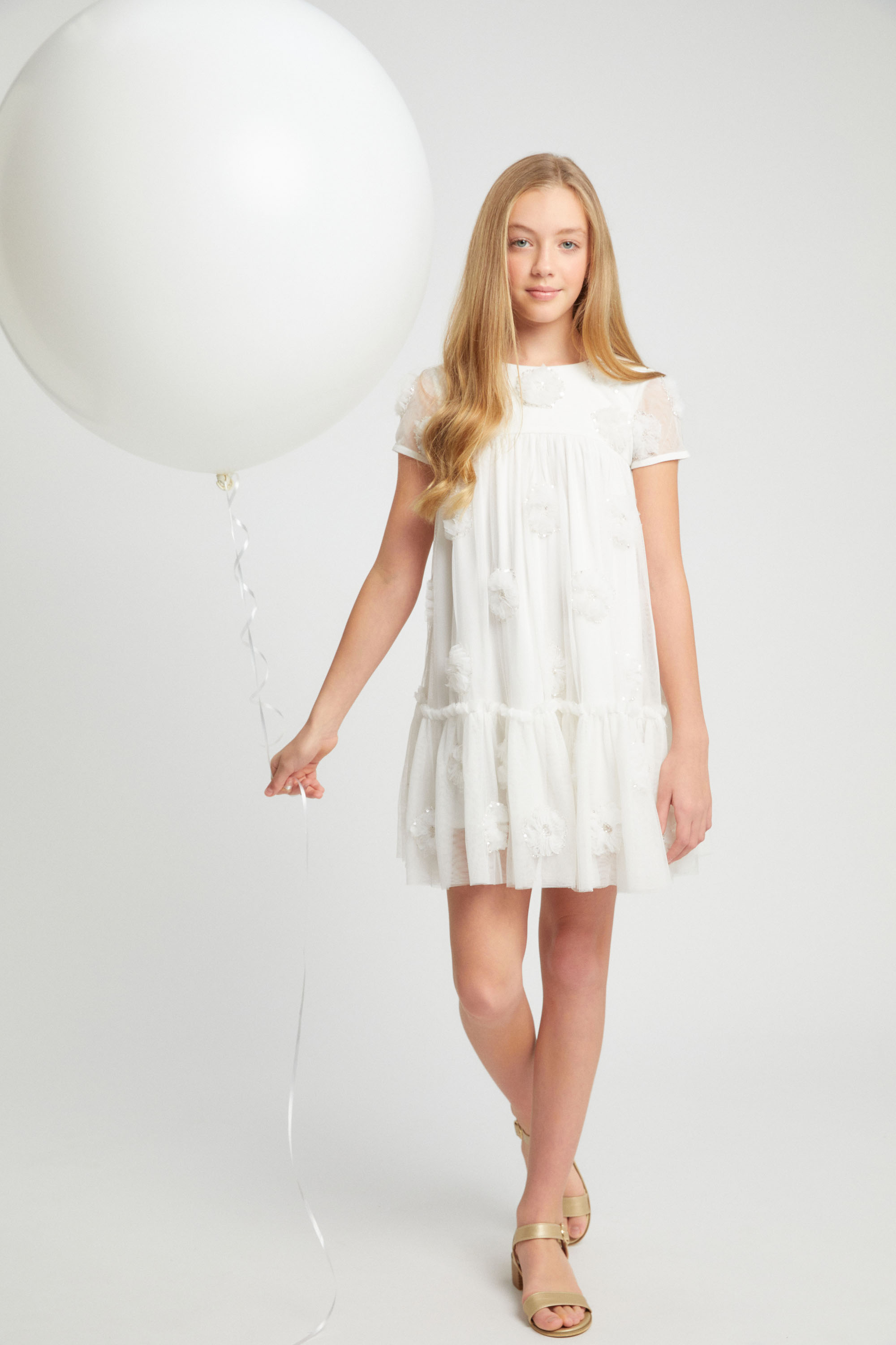 Bardot Junior Kids' Girls Emarie Flower Tiered Dress In Orchid Wht