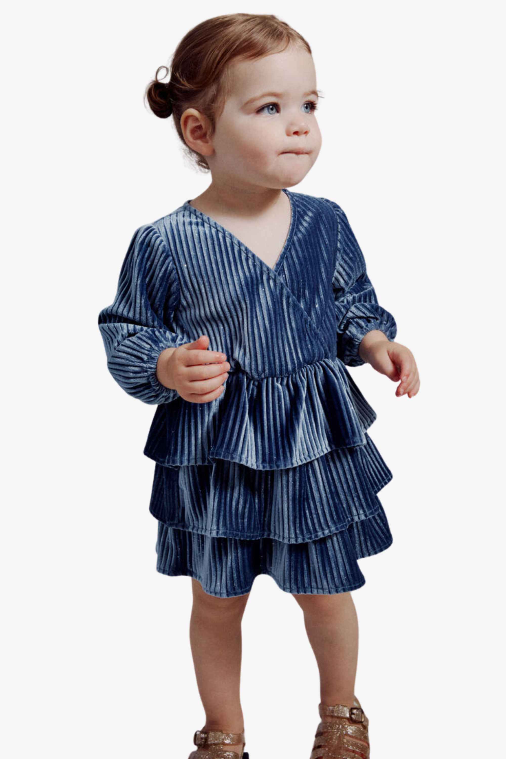 Shop Bardot Junior Baby Girl Radiance Velour Mini Dress In Steel Blue