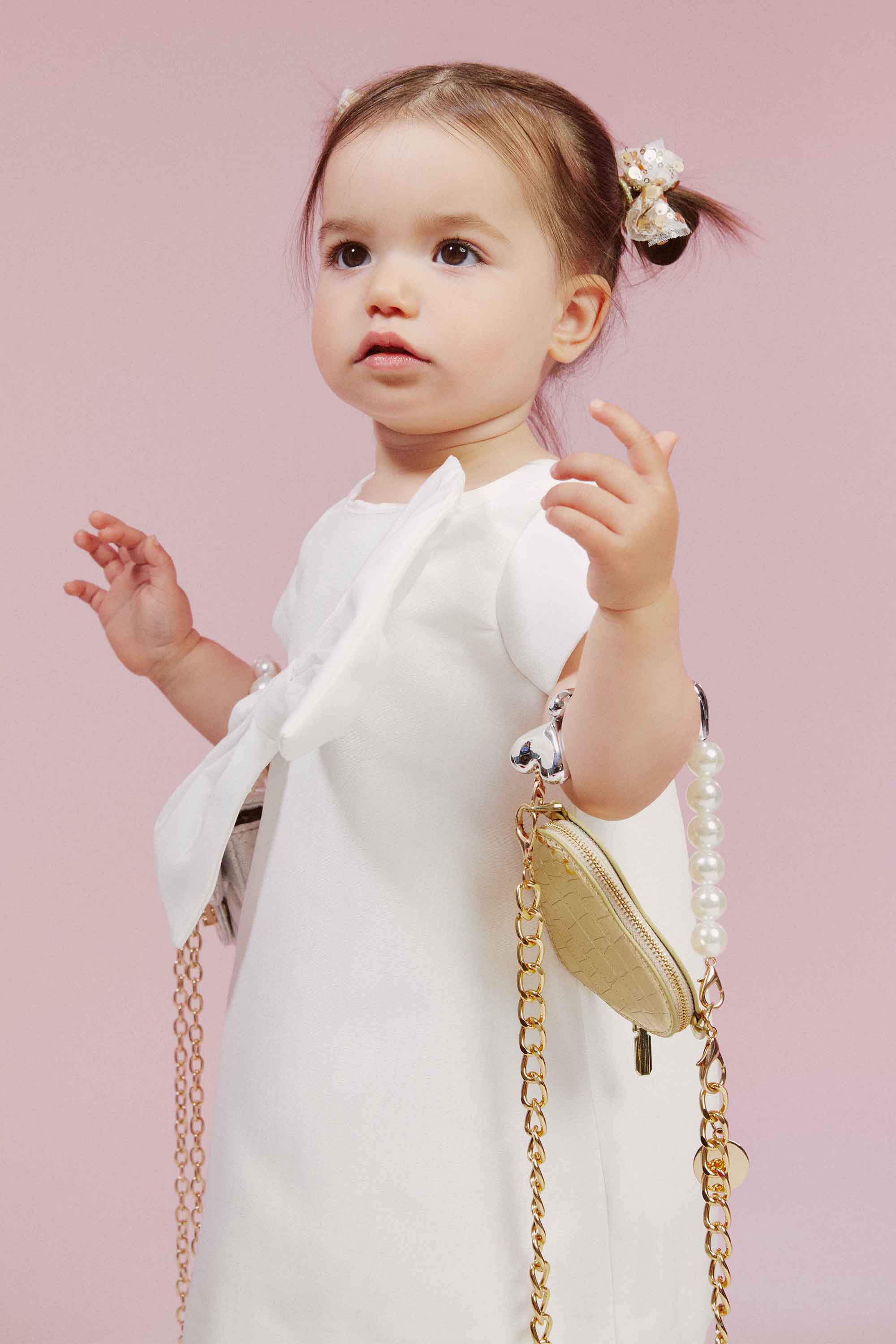 Shop Bardot Junior Girls Bow Clip And Hair Tie Set In Gold