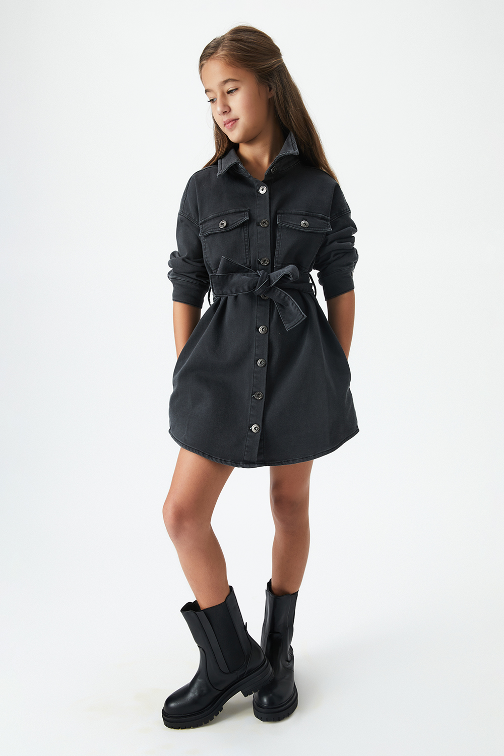 Bardot Junior Girls Ida Knit Denim Dress In Black