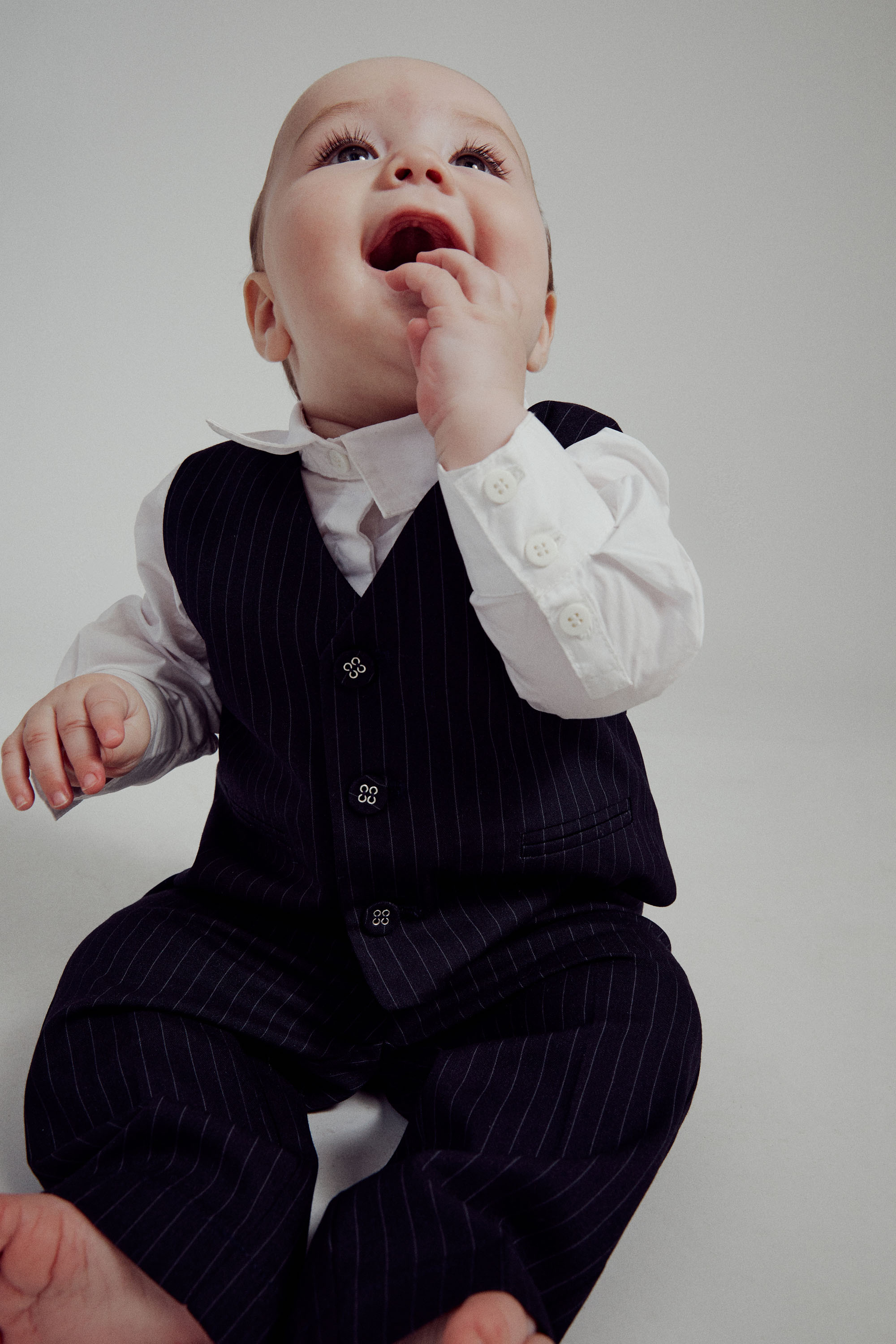 Shop Bardot Junior Baby Boy Charles Pin Stripe Vest In Navy Pinst