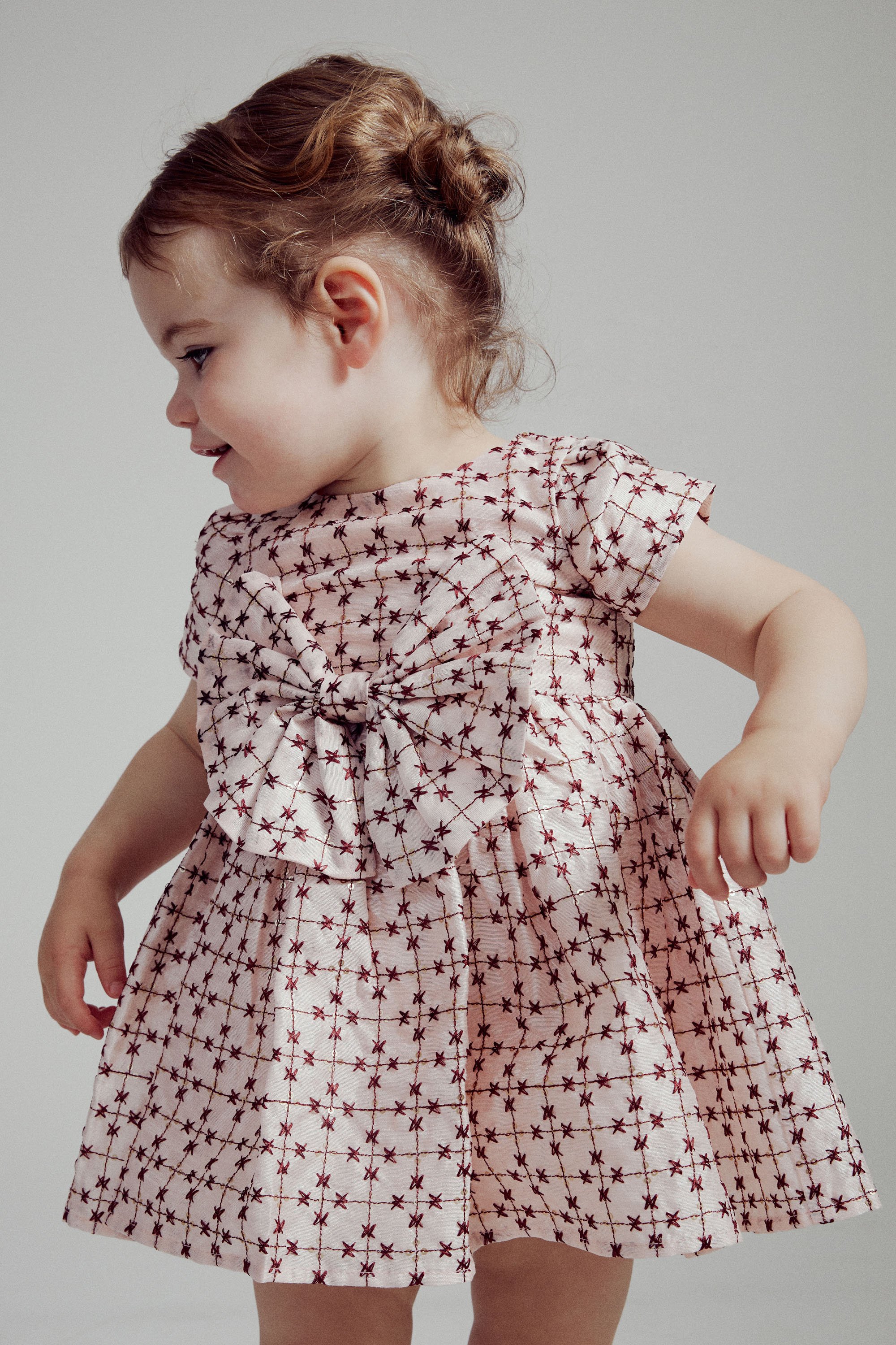 Bardot Junior Baby Girl Novella Bow Dress In Beige Star
