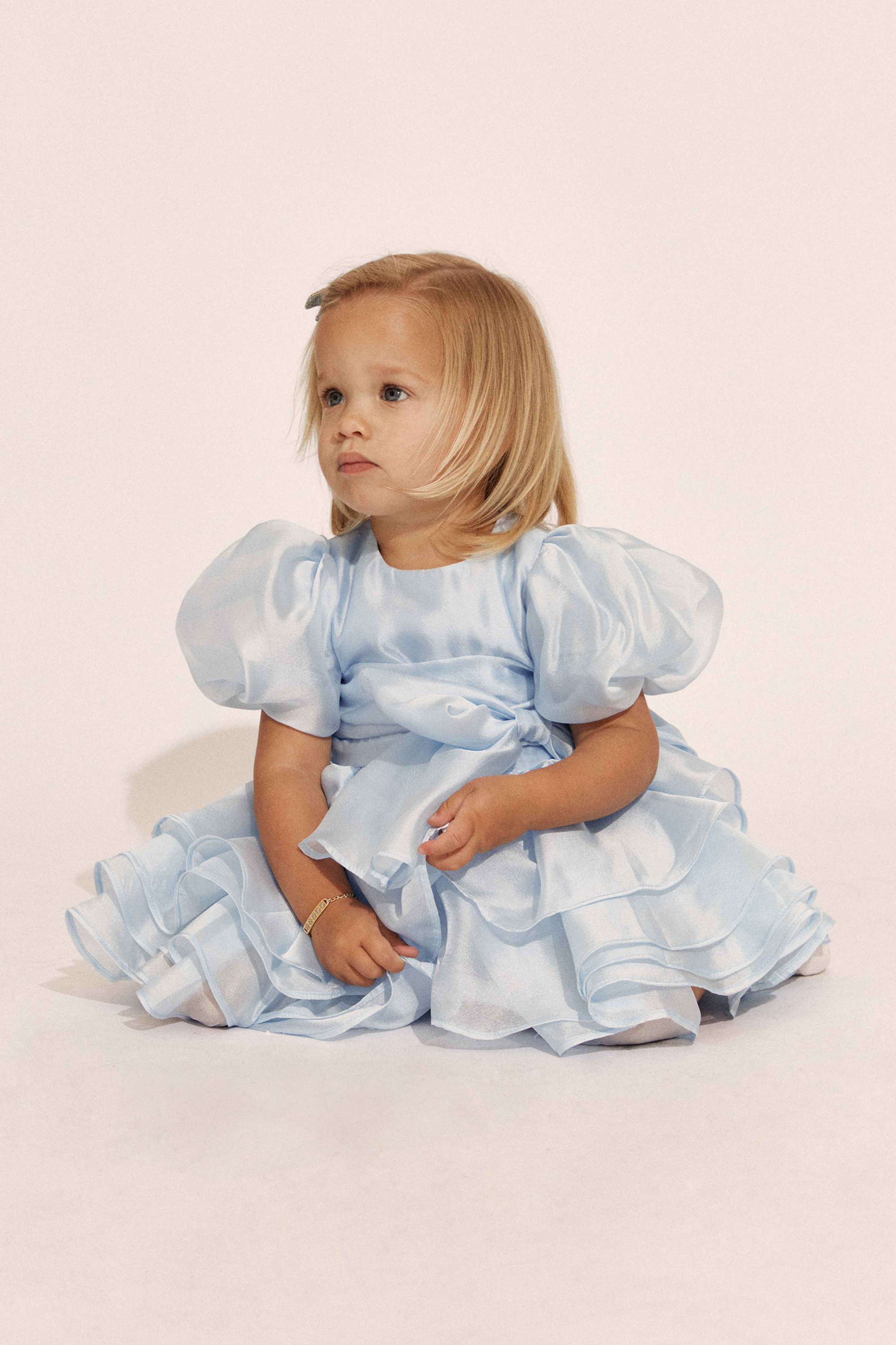 Bardot Junior Anabella Organza Mini Dress In Dusty Blue
