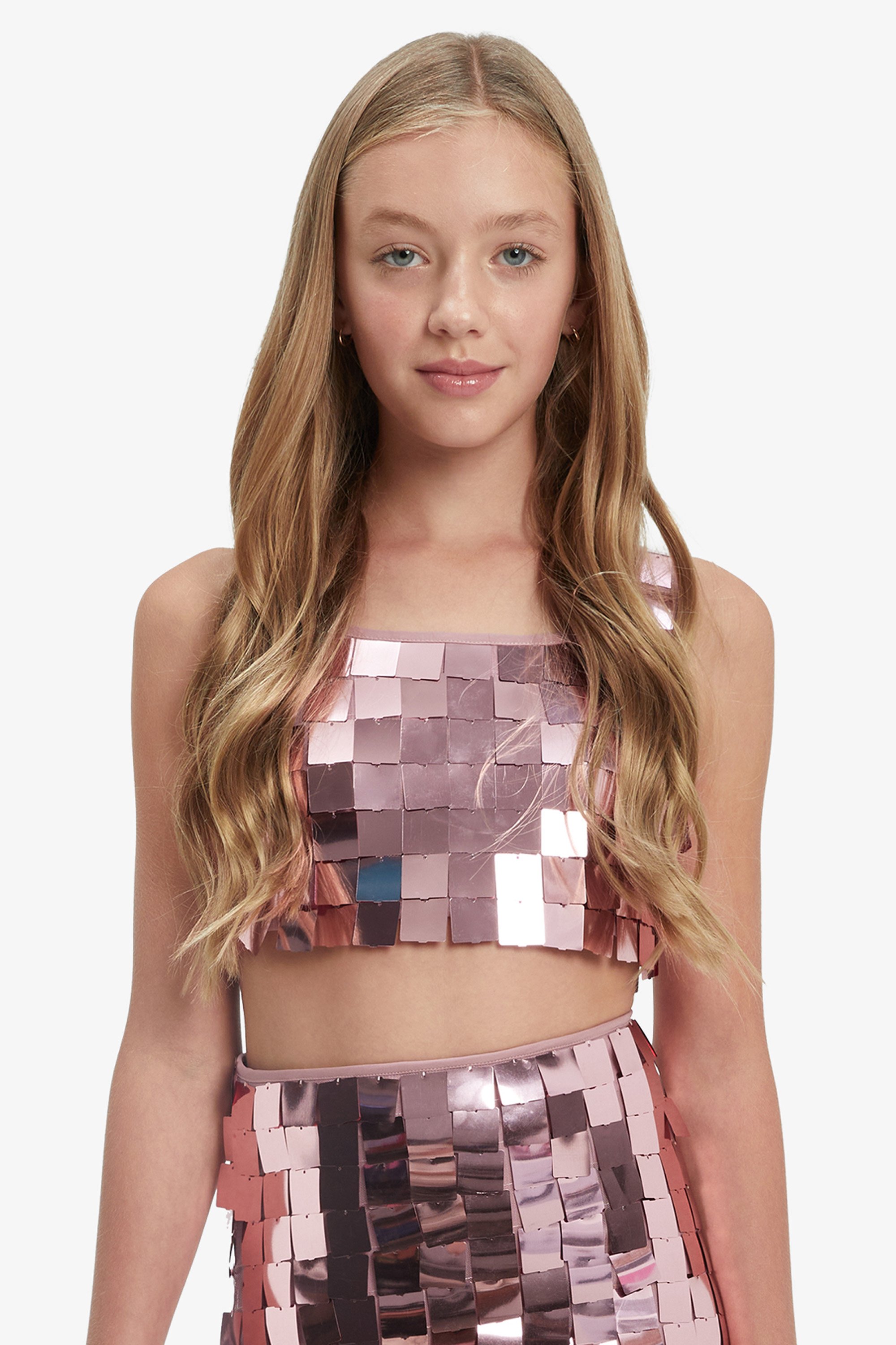 Bardot Junior Girls Katana Sequin Top In Pink Sequi