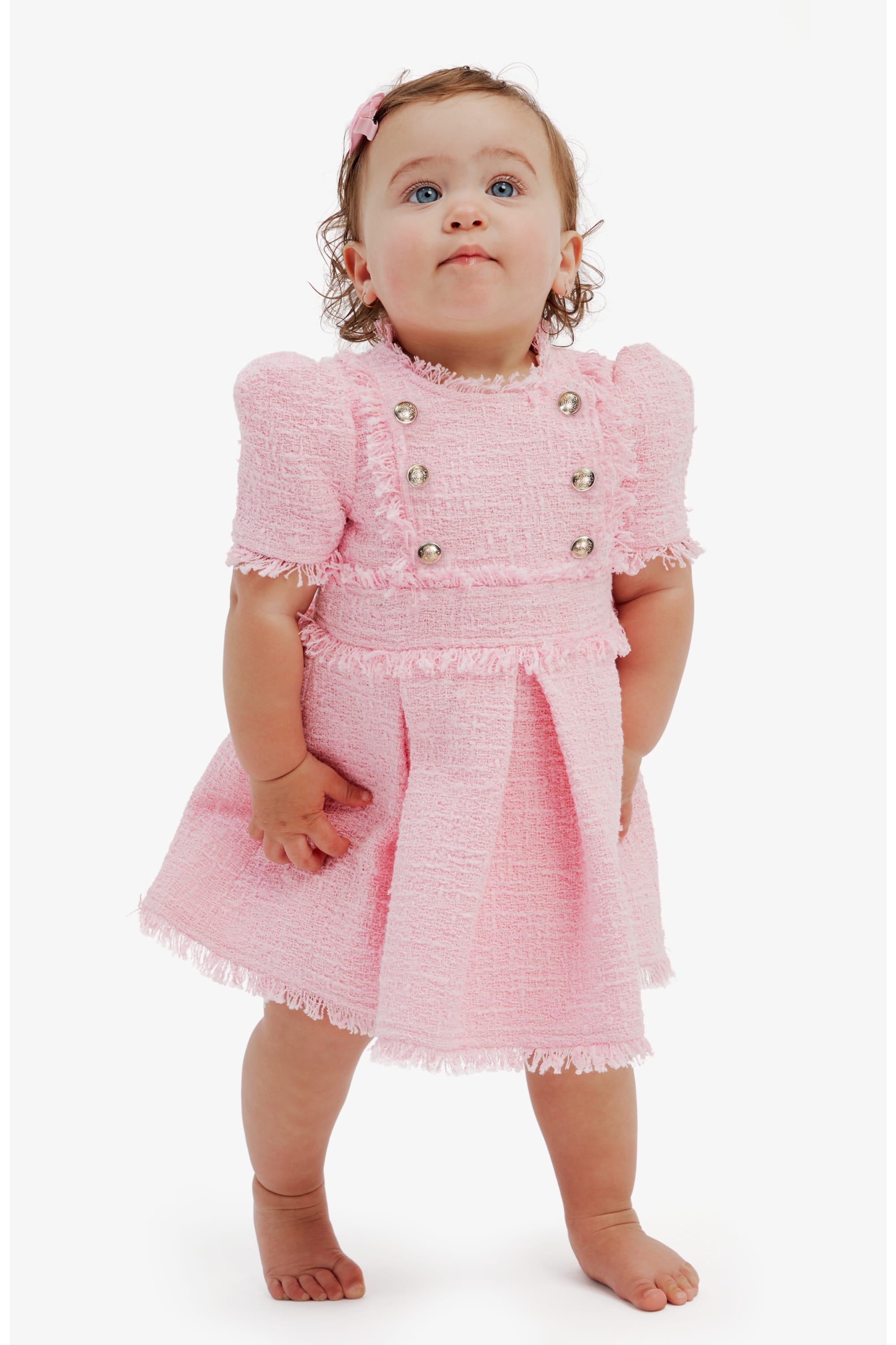 Shop Bardot Junior Baby Girl Brielle Boucle Dress In Soft Pink