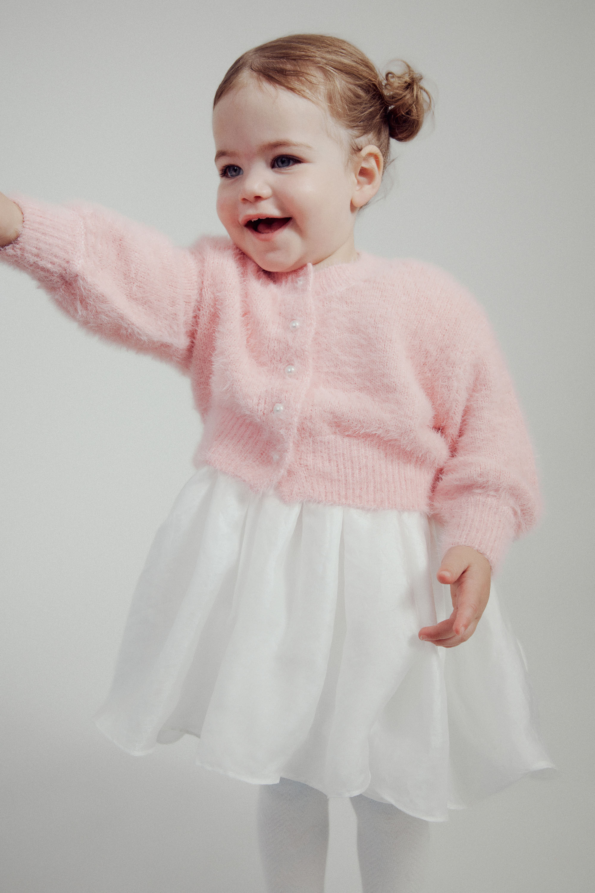 Bardot Junior Baby Girl Bell Sleeve Cardi In Pink Pop