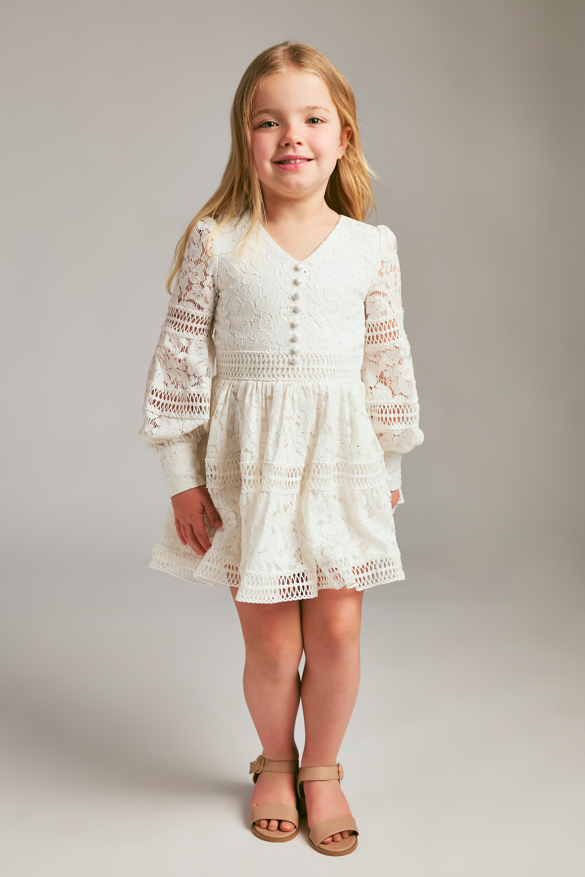Bardot Junior Kids' Girls Lennie Lace Sparkle Dress In White