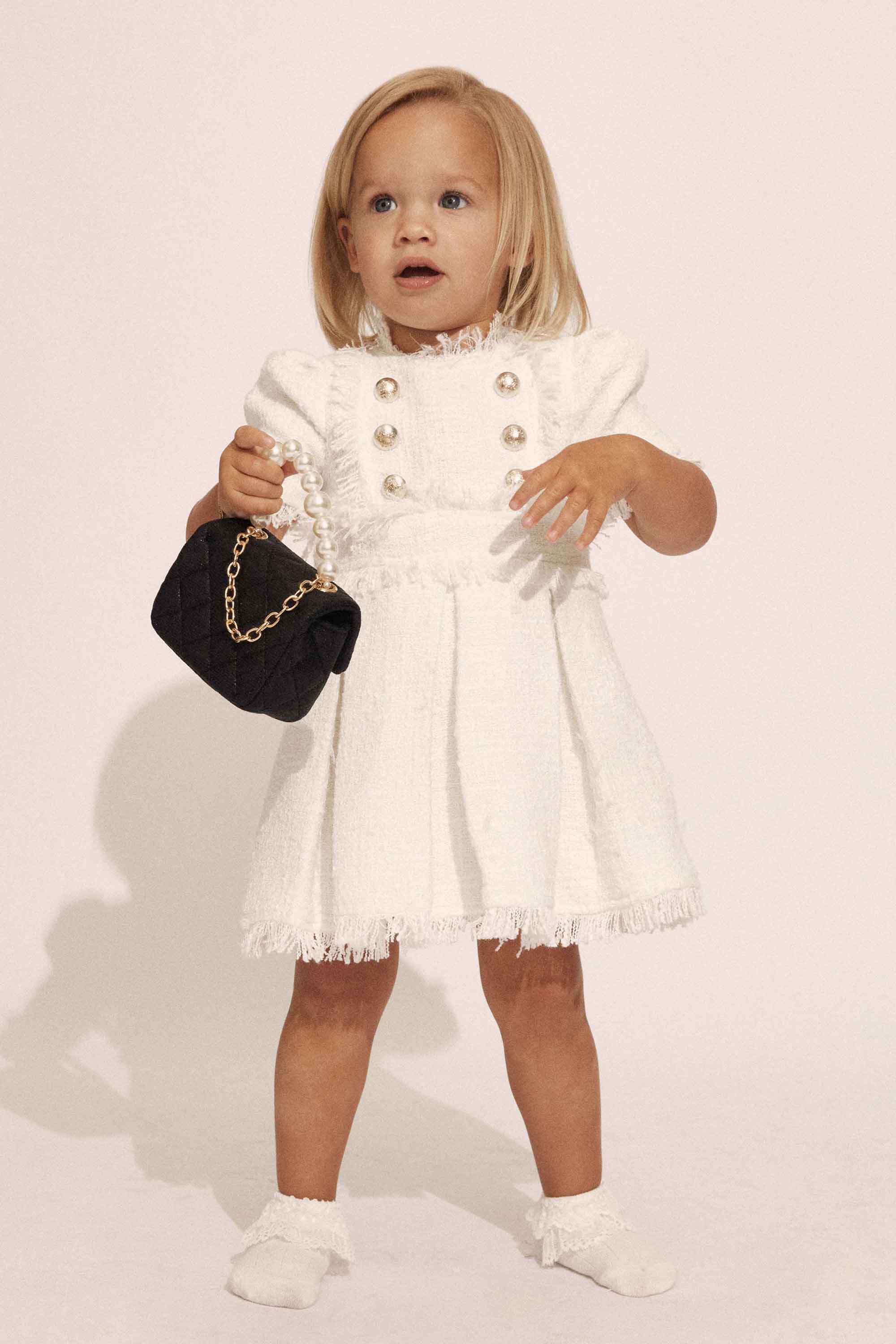 Shop Bardot Junior Baby Riley Boucle Dress In White