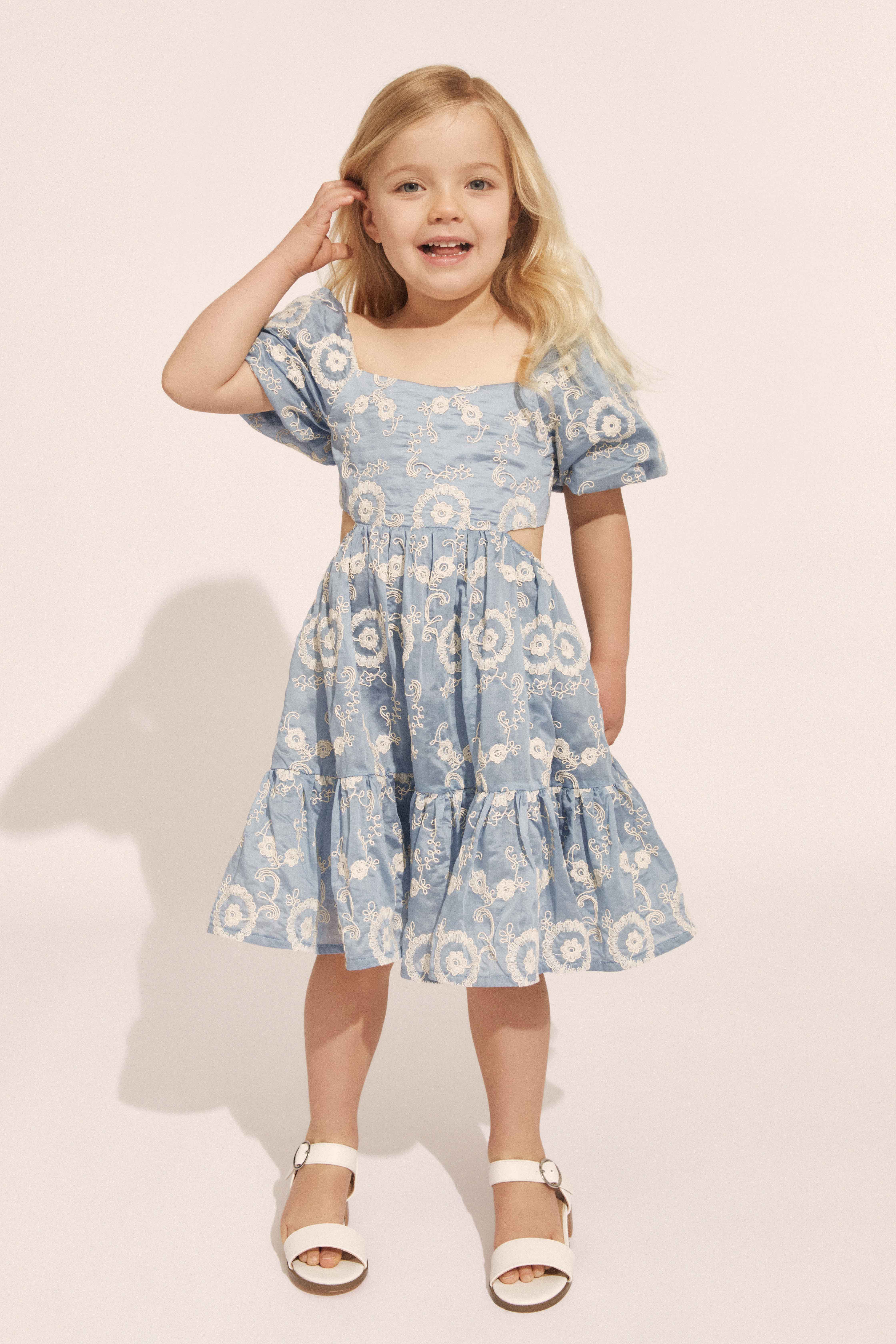Bardot Junior Ellory Brioderie Mini Dress In Blue