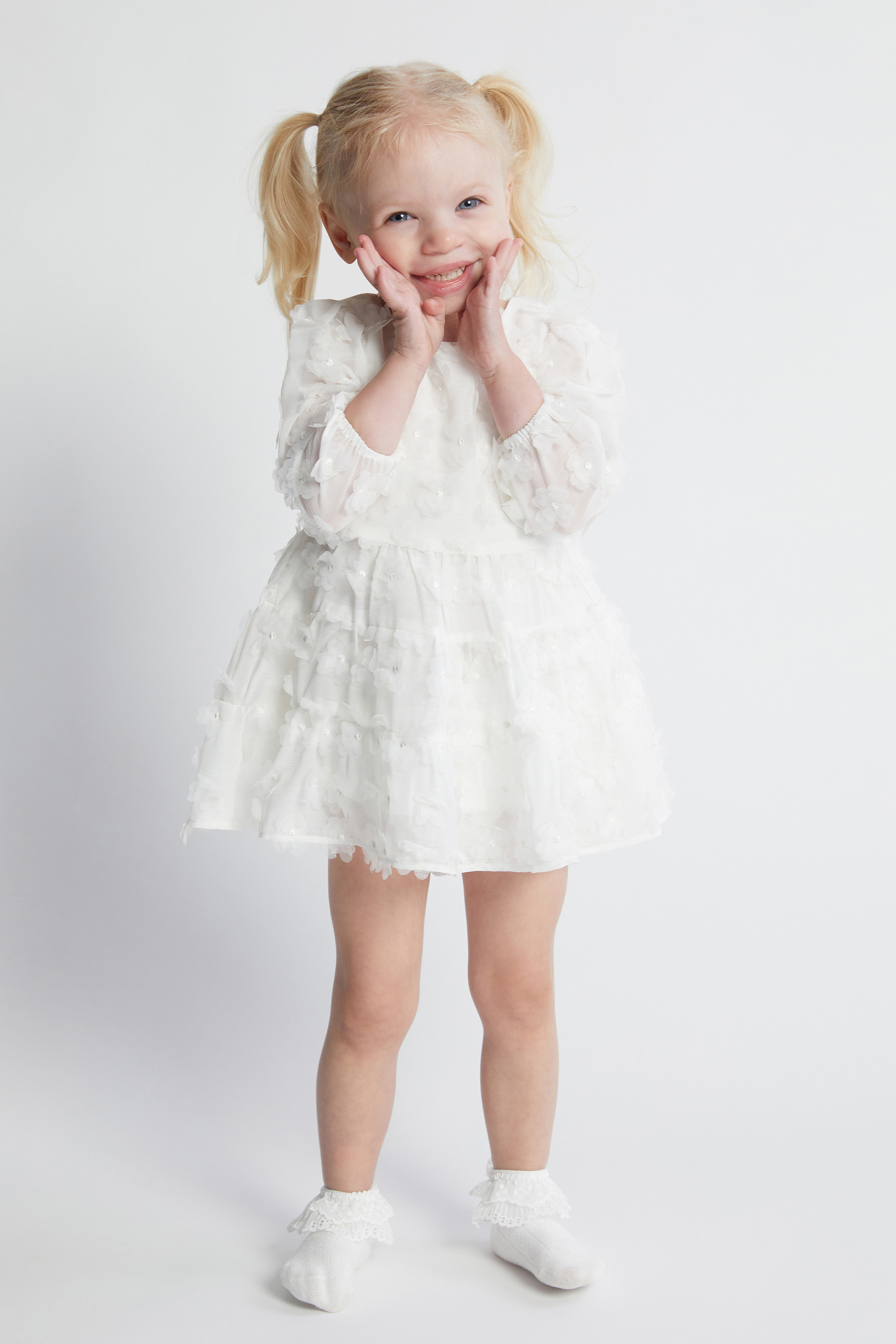 Bardot Junior Baby Girl Sienna Tiered Lace Dress In Orchid Wht